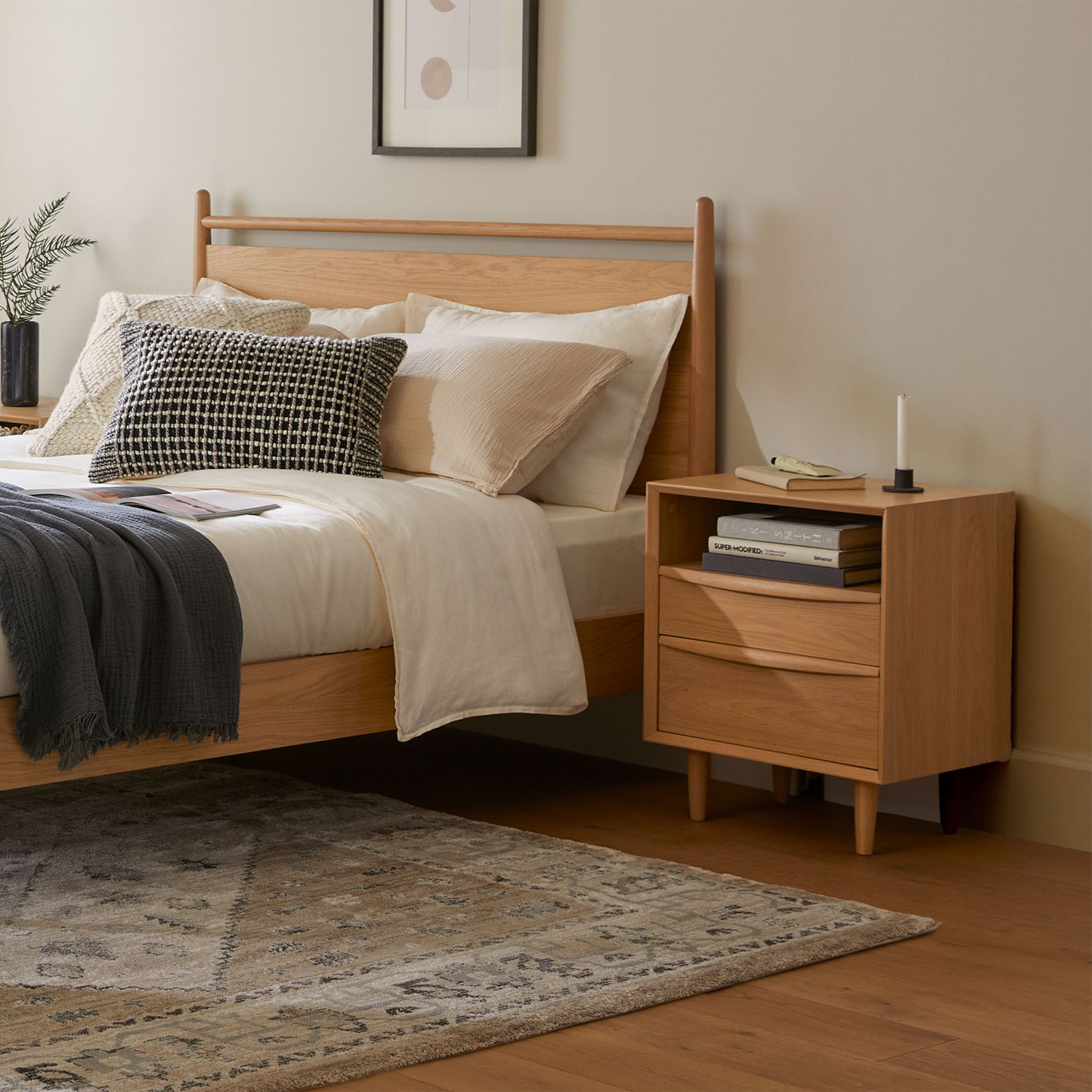 Lenia 2-Drawer Nightstand - White Oak by Article