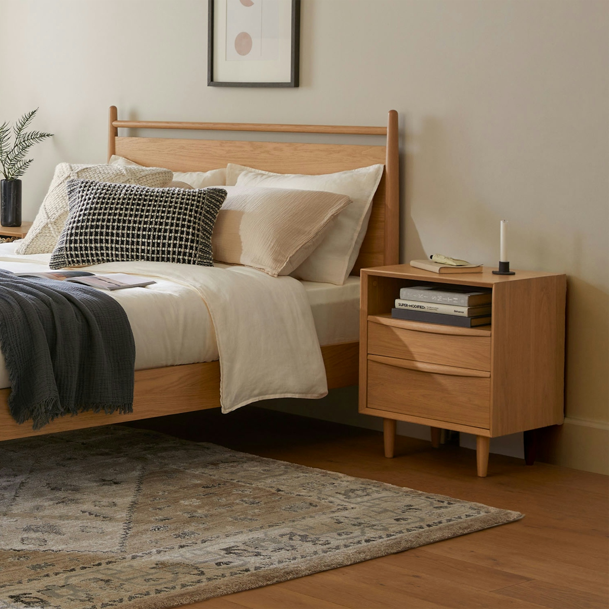 Lenia 2-Drawer Nightstand - White Oak