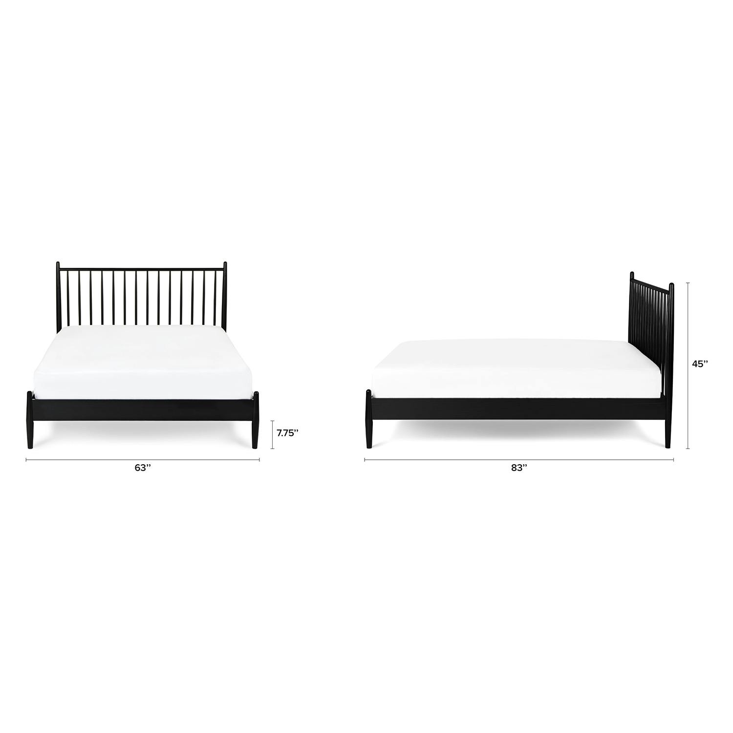 American Black Ash Queen-sized Wood Spindle Bed | Lenia | Article