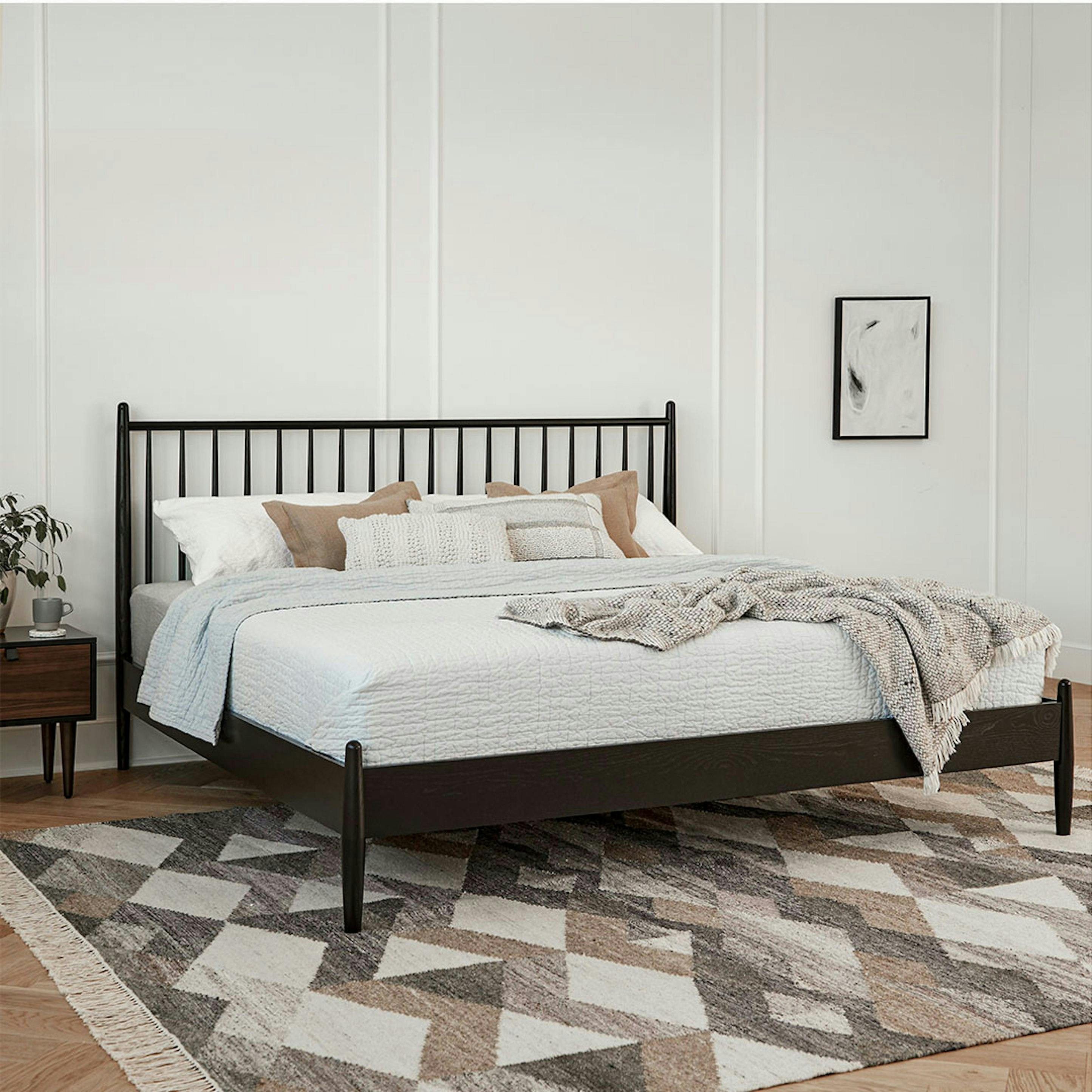 Black Ash King-sized Wood Spindle Bed | Lenia | Article