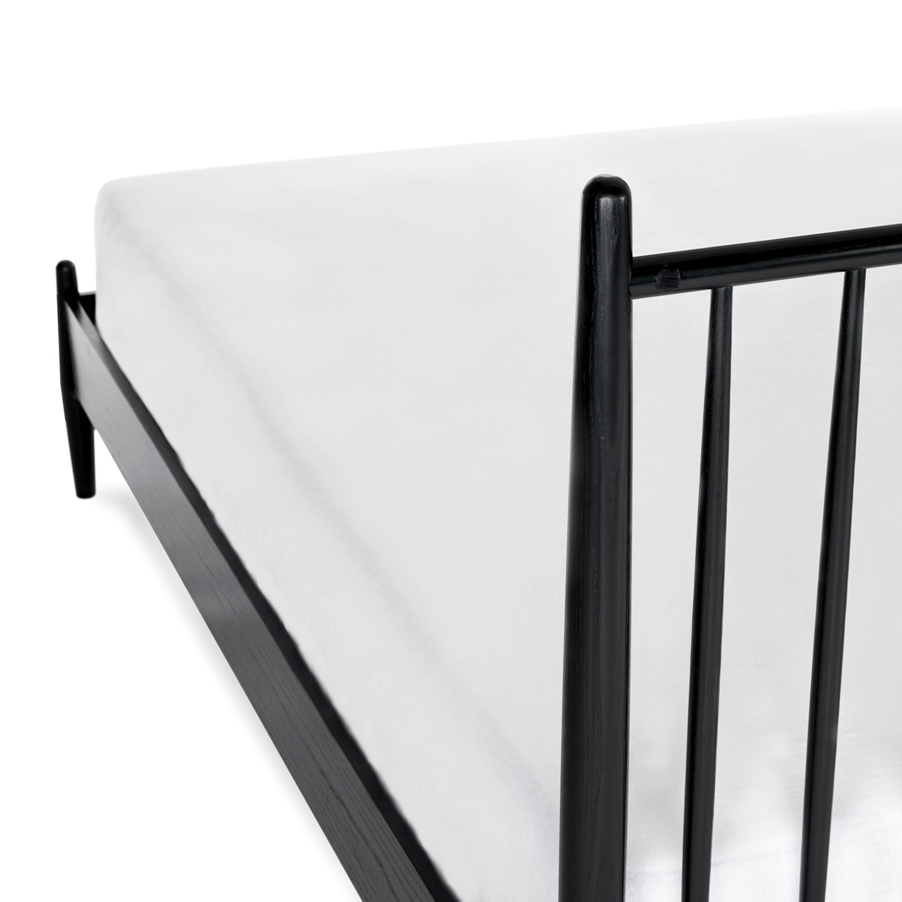 Black Ash King-sized Wood Spindle Bed | Lenia | Article