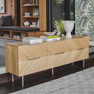 Nera 6-Drawer Low Triple Dresser - Oak