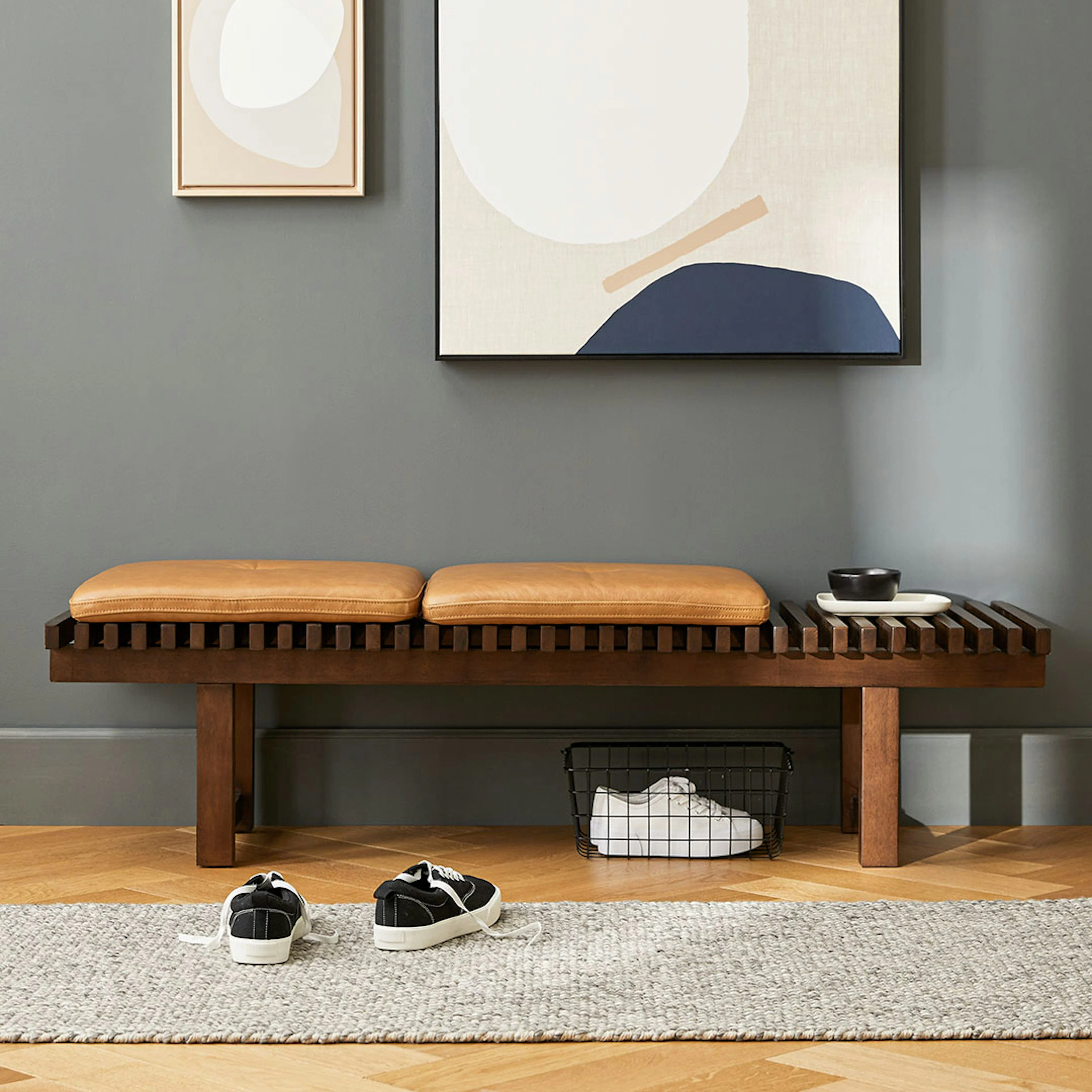 Ripa 59" Leather Bench - Charme Tan | Stylish Seating