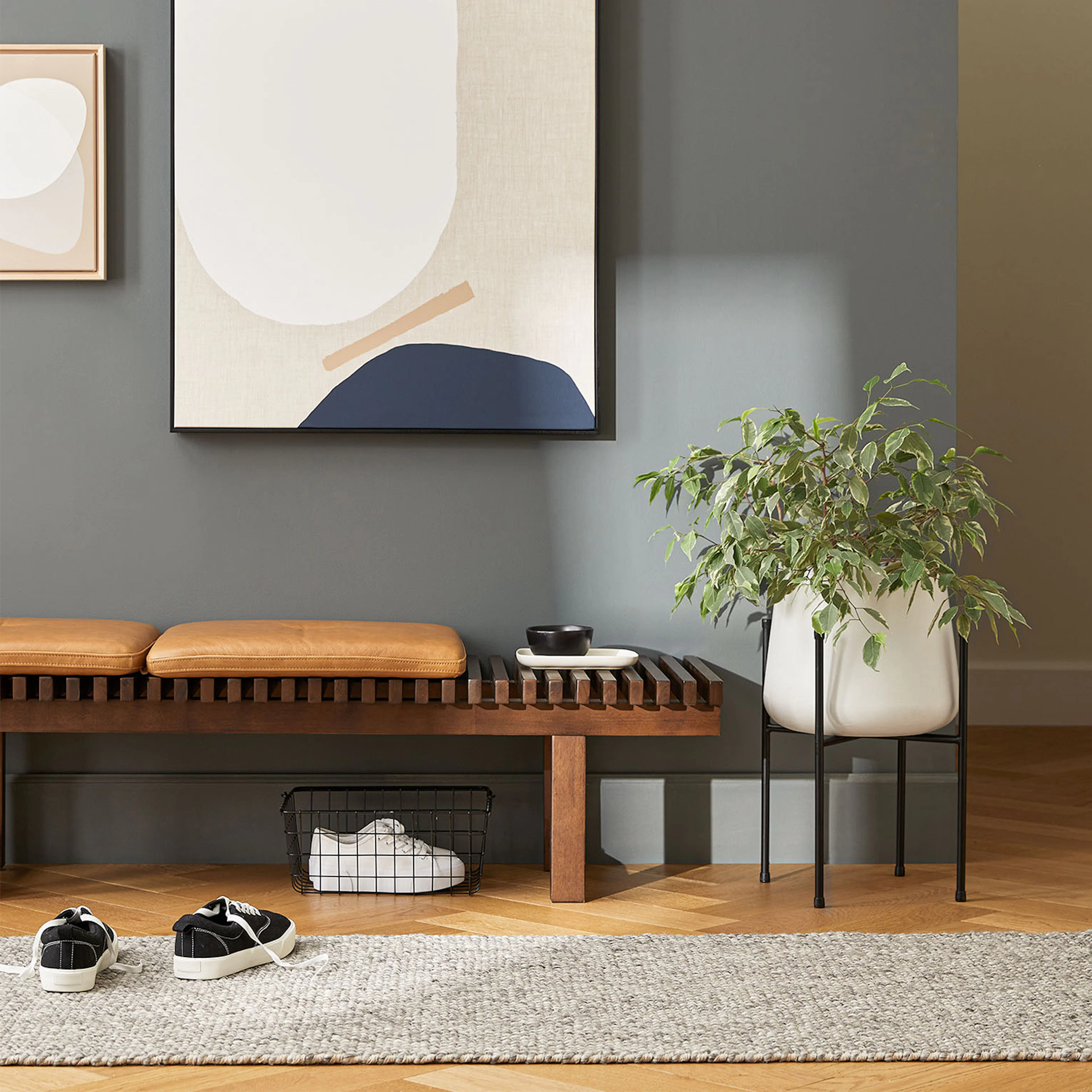 Ripa 59" Leather Bench - Charme Tan | Stylish Seating