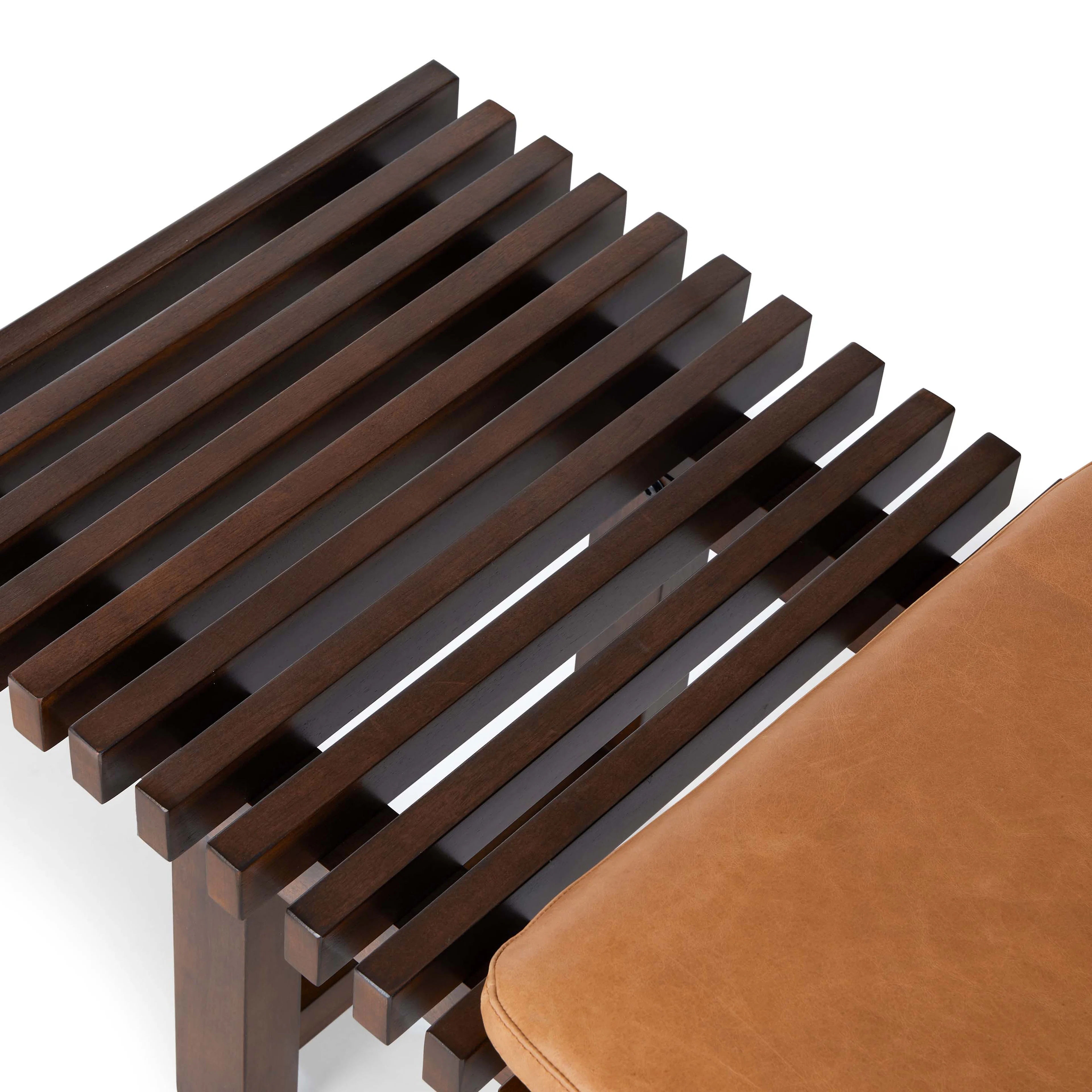 Ripa 59" Leather Bench - Charme Tan | Stylish Seating