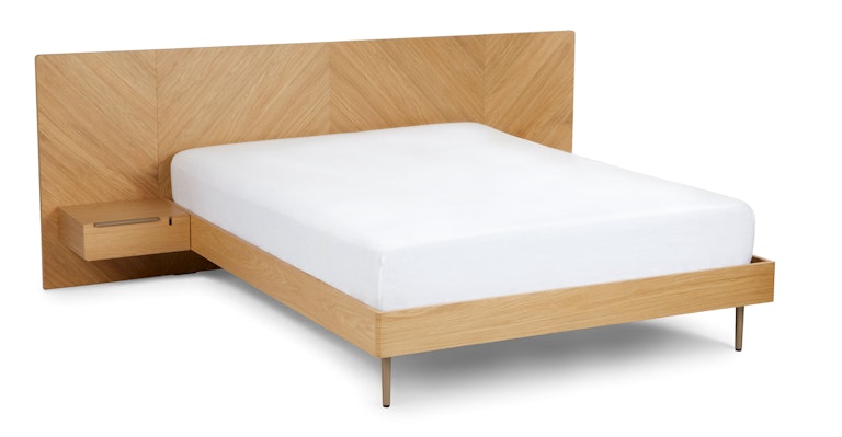 vers Betekenisvol Overvloedig Oak Queen-Sized Wood Bed Frame w/ Nightstands | Nera | Article