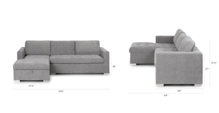 Dawn Gray Fabric Sectional Sofa Bed, Gerard Grey Sectional Sofa Bed With Queen Gel Memory Foam Mattress
