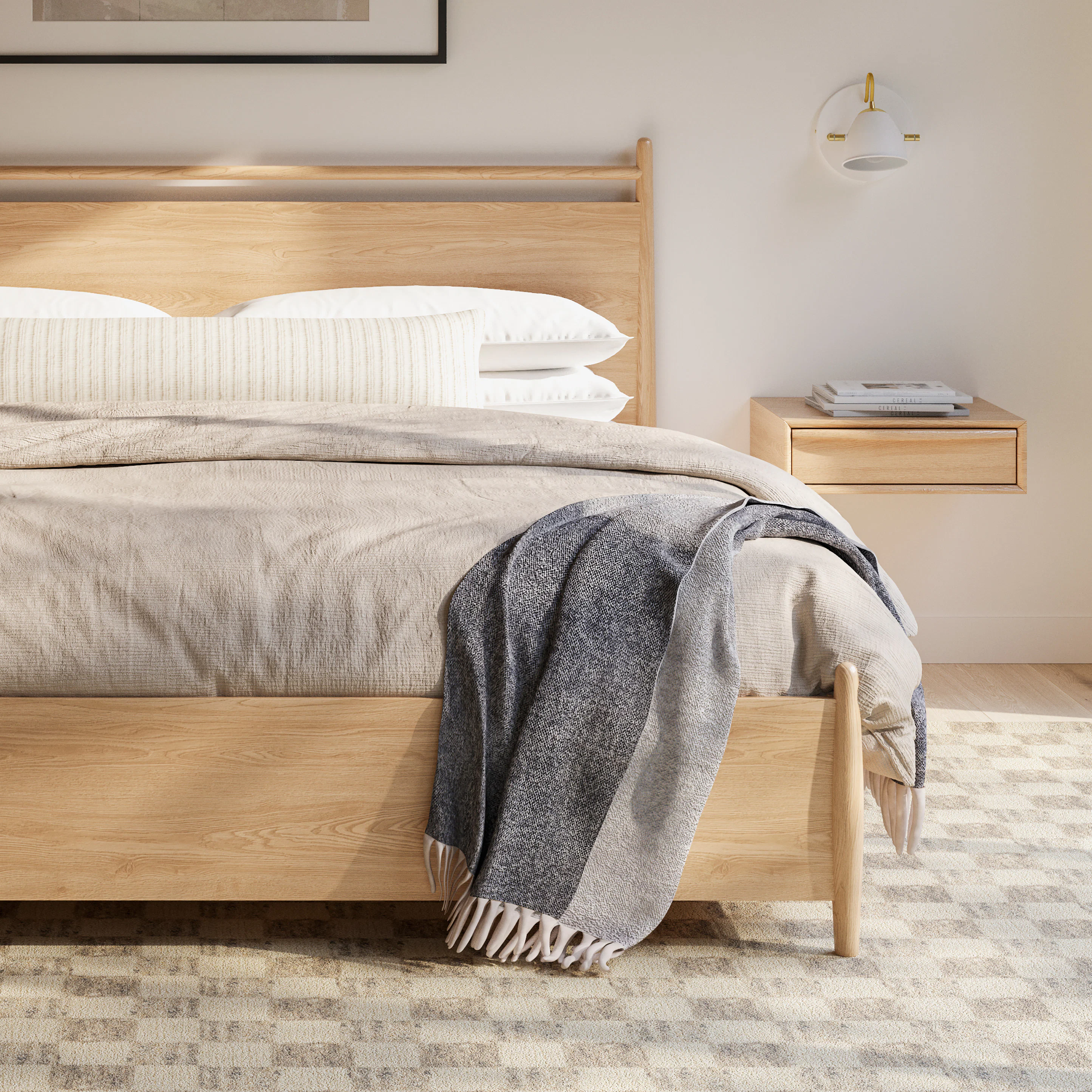 Lenia Floating Nightstand - White Oak | Modern Design