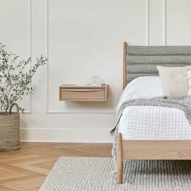 Lenia White Oak Solid Wood Floating Nightstand | Article
