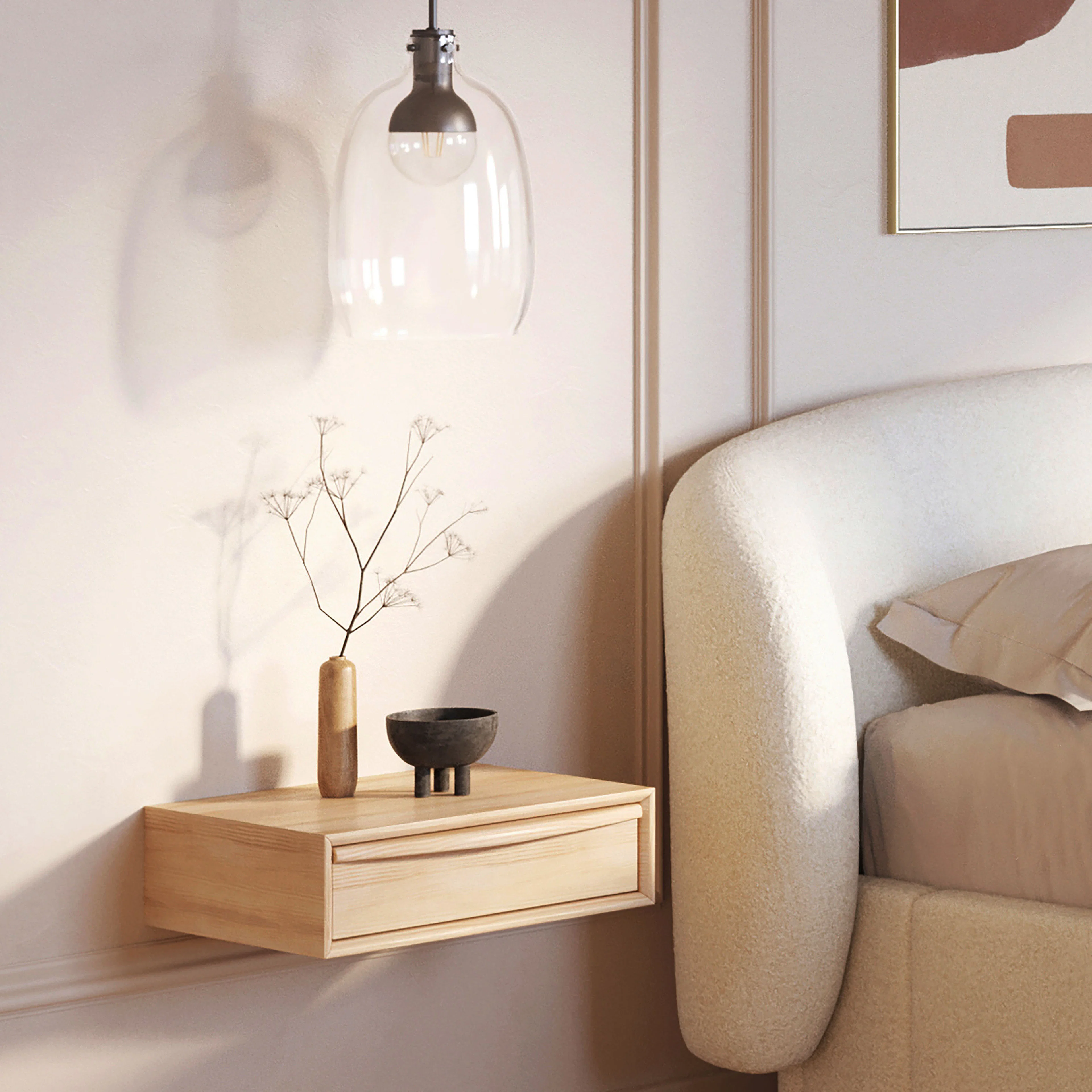 Lenia Floating Nightstand - White Oak | Modern Design