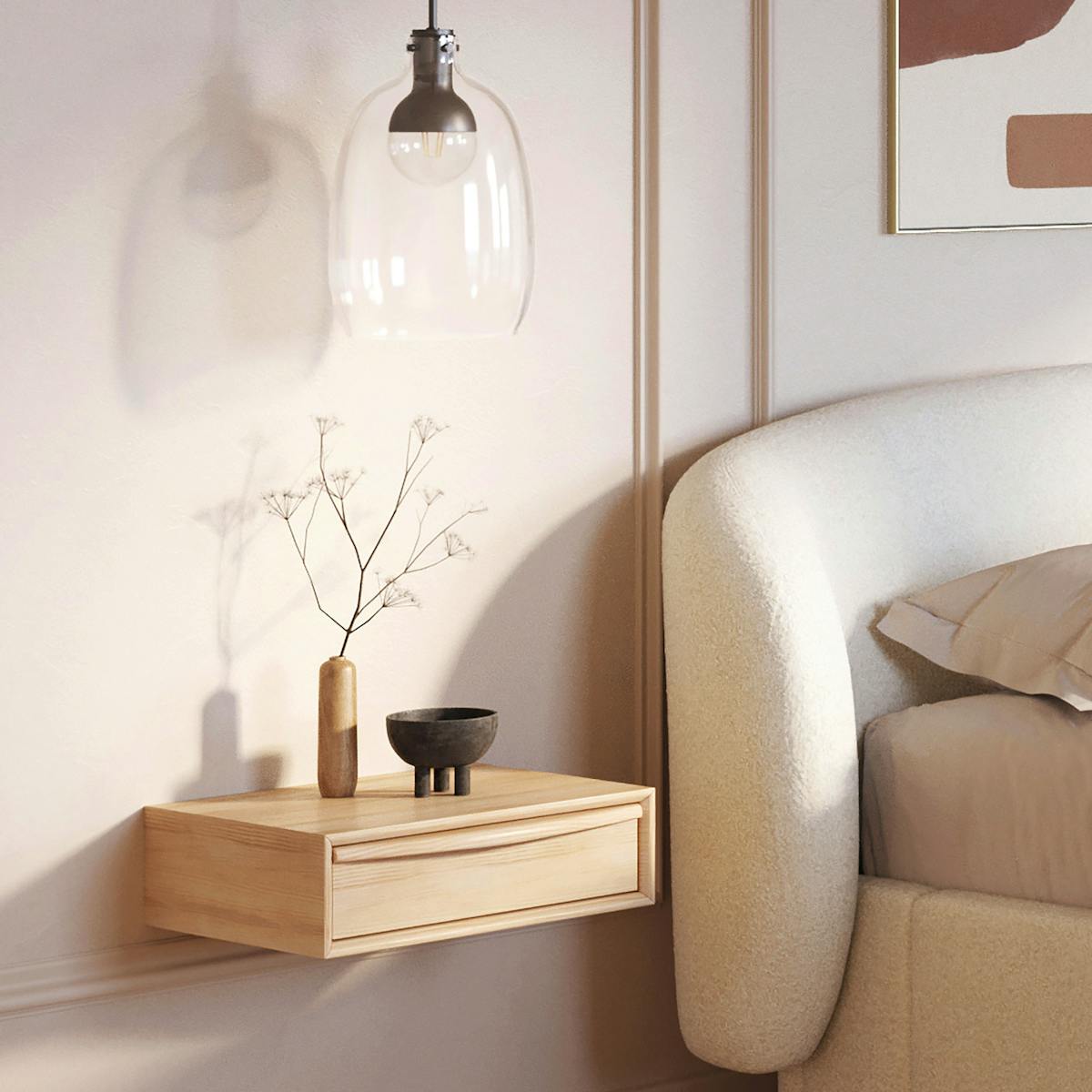 Lenia White Oak Solid Wood Floating Nightstand | Article