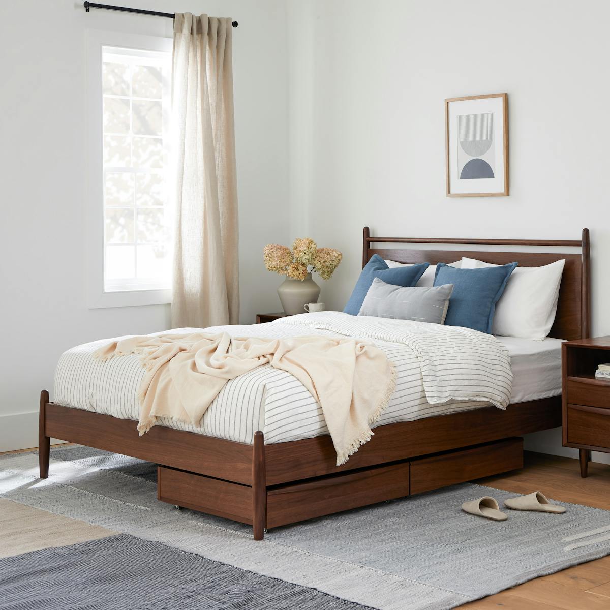Article Lenia Panel Bed — Walnut, Queen