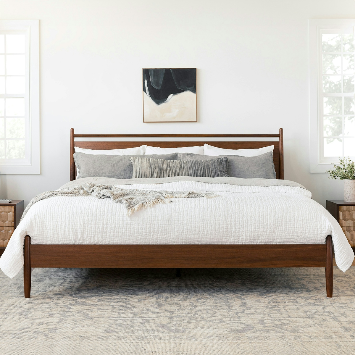 Lenia King Panel Bed in Walnut - Stylish & Durable
