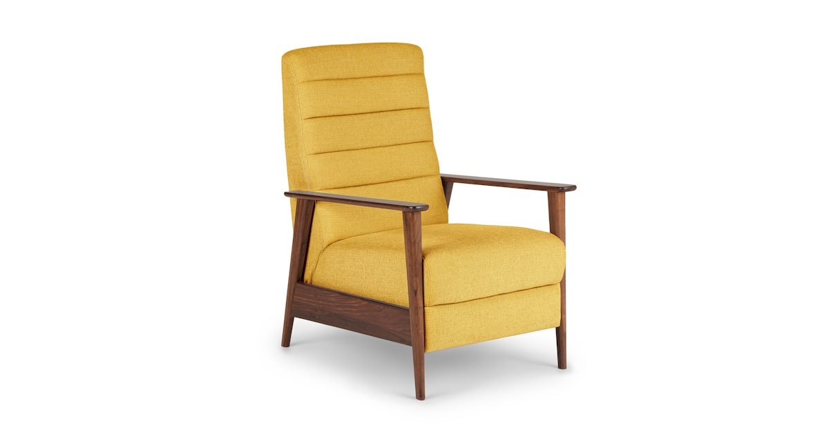 Ellow Walnut & Ventura Yellow Fabric Recliner Article