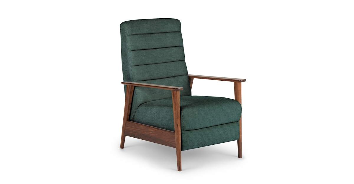 Ellow Walnut & Willow Green Fabric Recliner Article