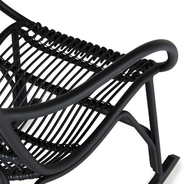 Black Powder Coated Aluminum & Graphite Wicker Outdoor Rocking Chair ...