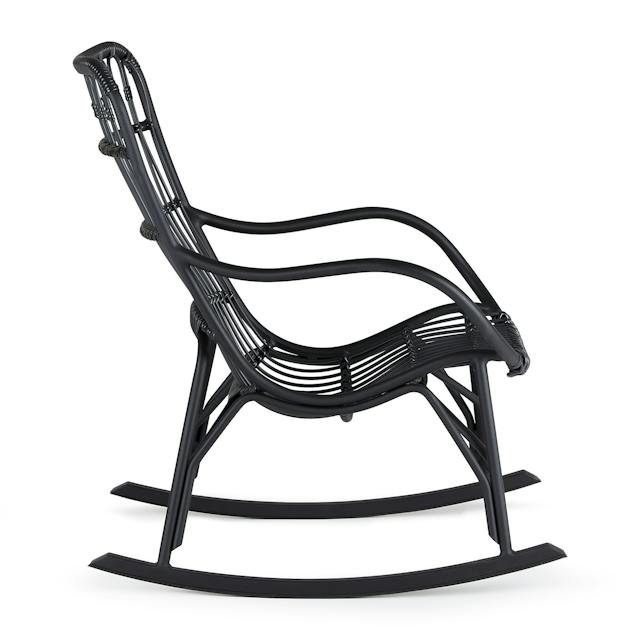 Black Powder Coated Aluminum & Graphite Wicker Outdoor Rocking Chair ...