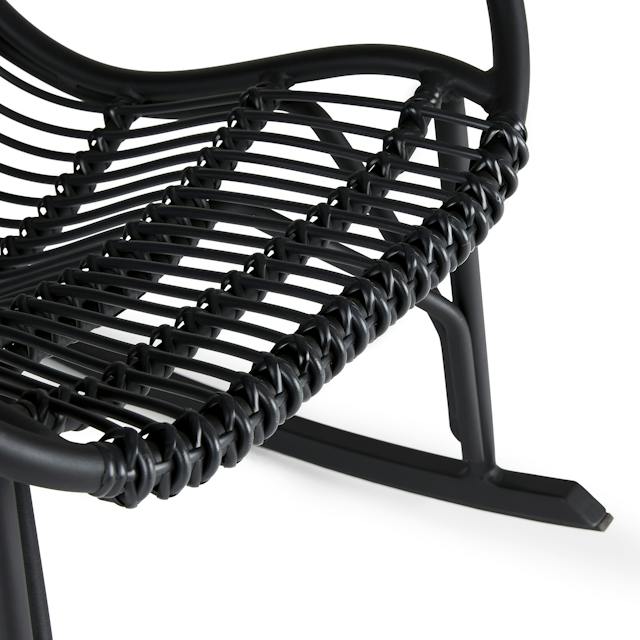 Black Powder Coated Aluminum & Graphite Wicker Outdoor Rocking Chair ...