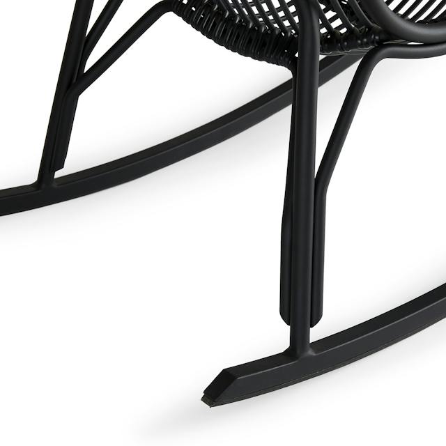 Black Powder Coated Aluminum & Graphite Wicker Outdoor Rocking Chair ...