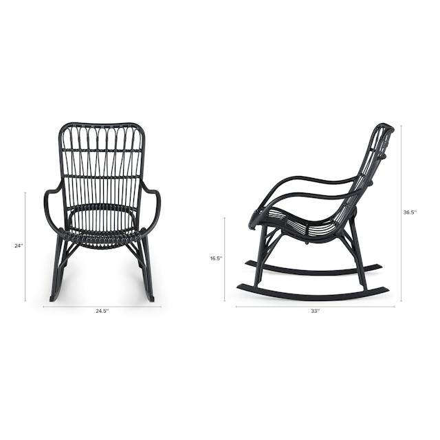 Black Powder Coated Aluminum & Graphite Wicker Outdoor Rocking Chair ...