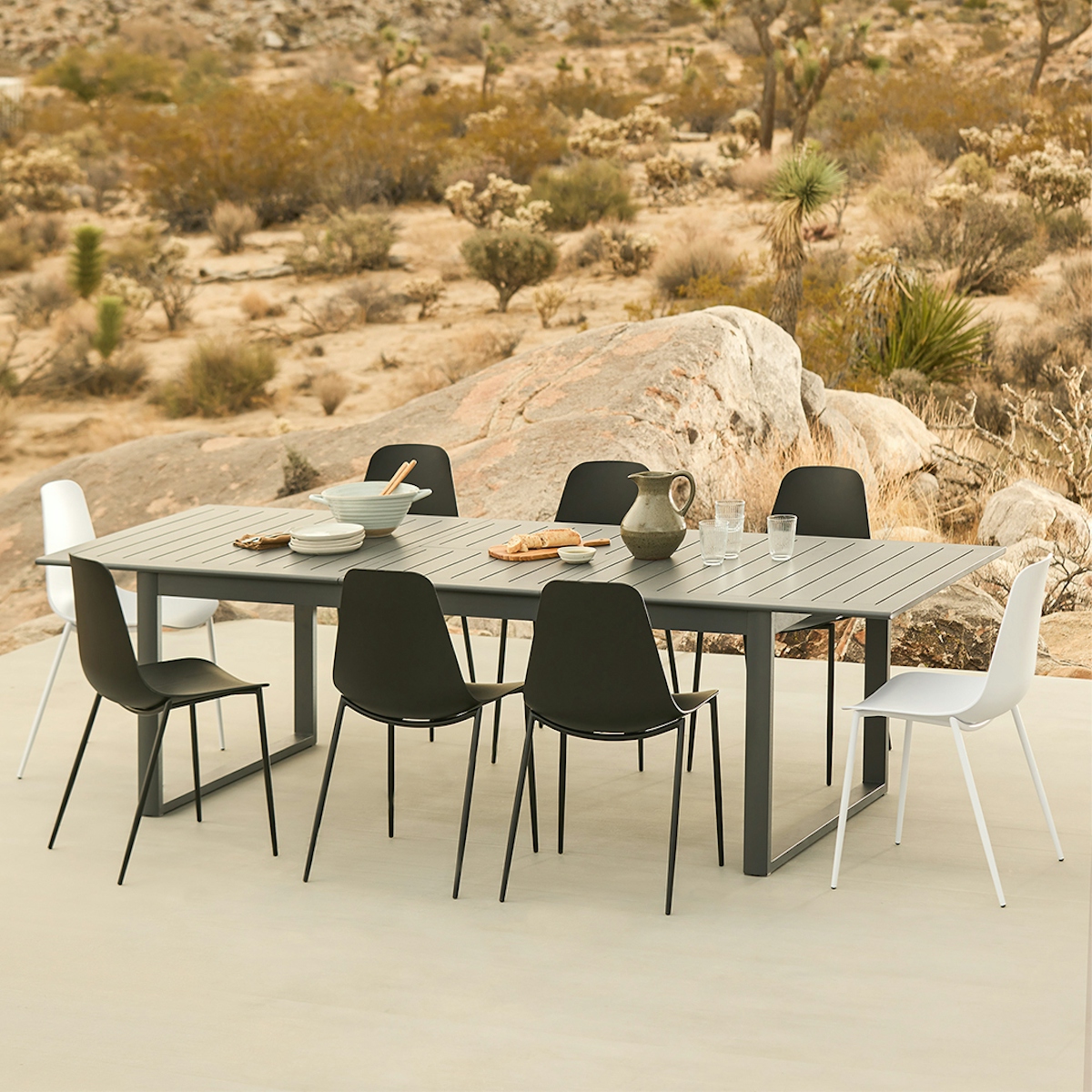 Ofer 80.25" - 104.75" Outdoor Extendable Dining Table - Dark Gray