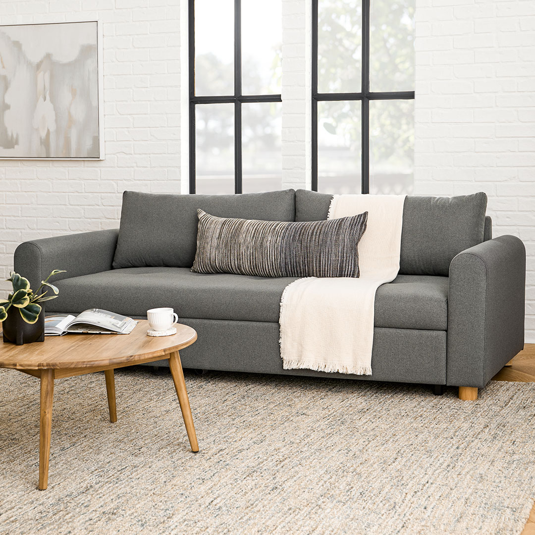 Henge Gray 2-Seater Fabric Sofa Bed | Nordby | Article