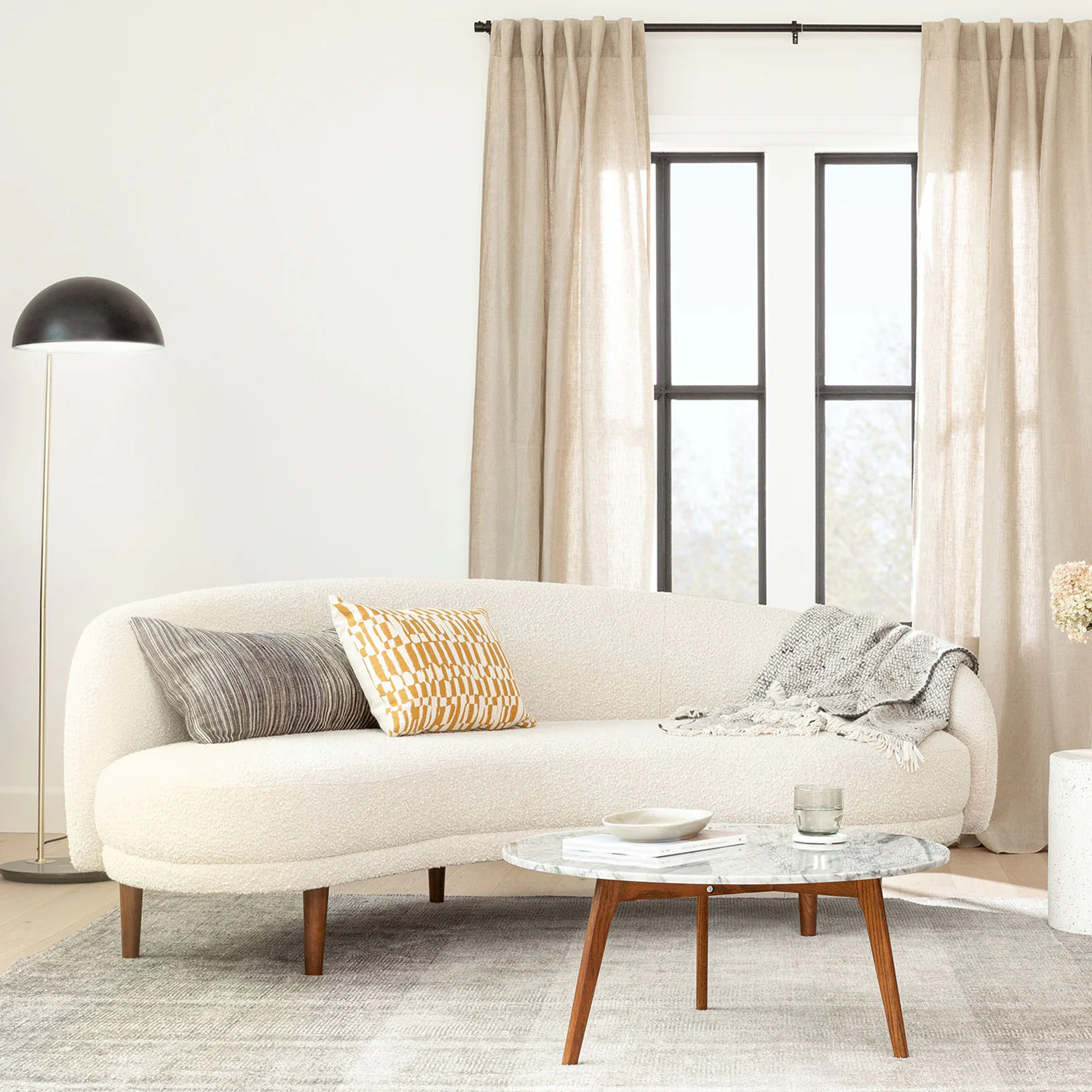 Kayra 87" Sofa - Ivory Bouclé