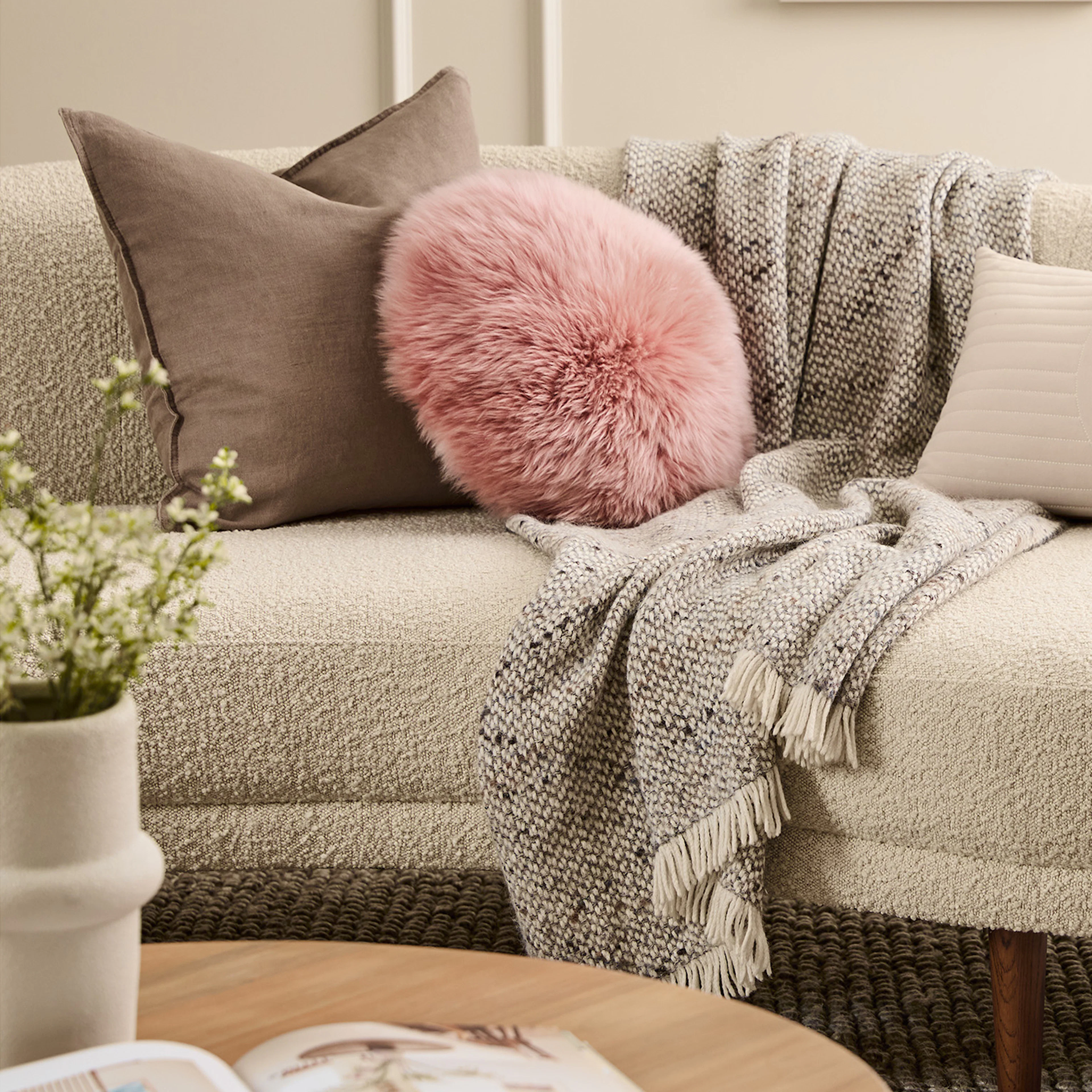 Kayra 87" Sofa - Ivory Bouclé