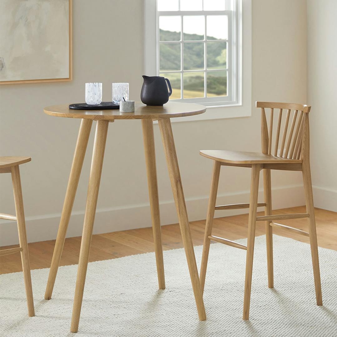 Light Oak Wood Bar Stool, Japandi Style | Rus | Article