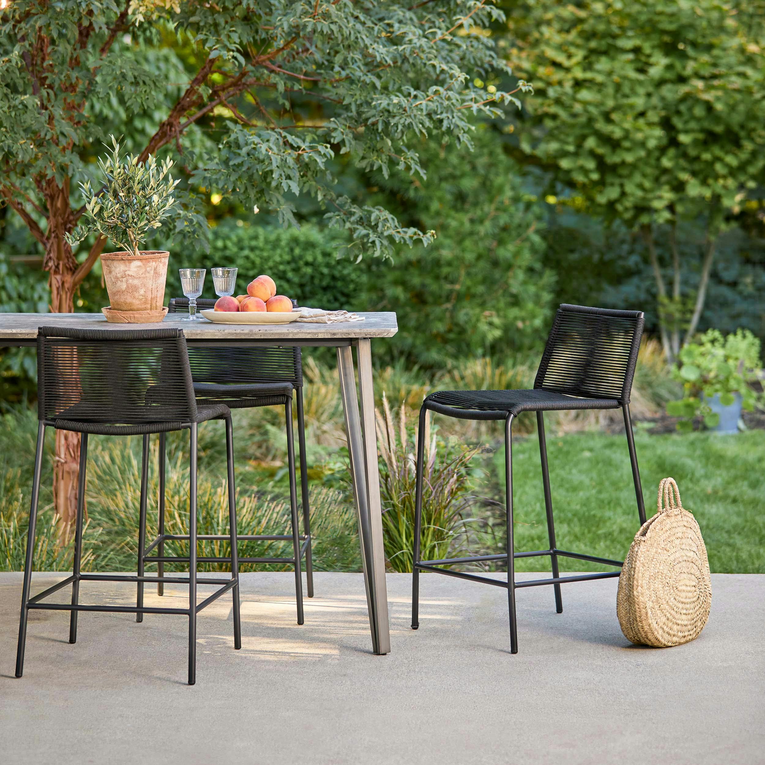 カウンタースツール　ブラウン×ブラック　【トレファク南柏店】 Steel Framed Ember Black Woven Rope Counter Stool | Zina | Article