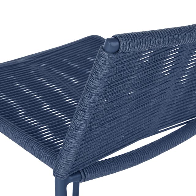 Indigo Blue Metal & Woven Polypropylene Outdoor Counter Stool Zina