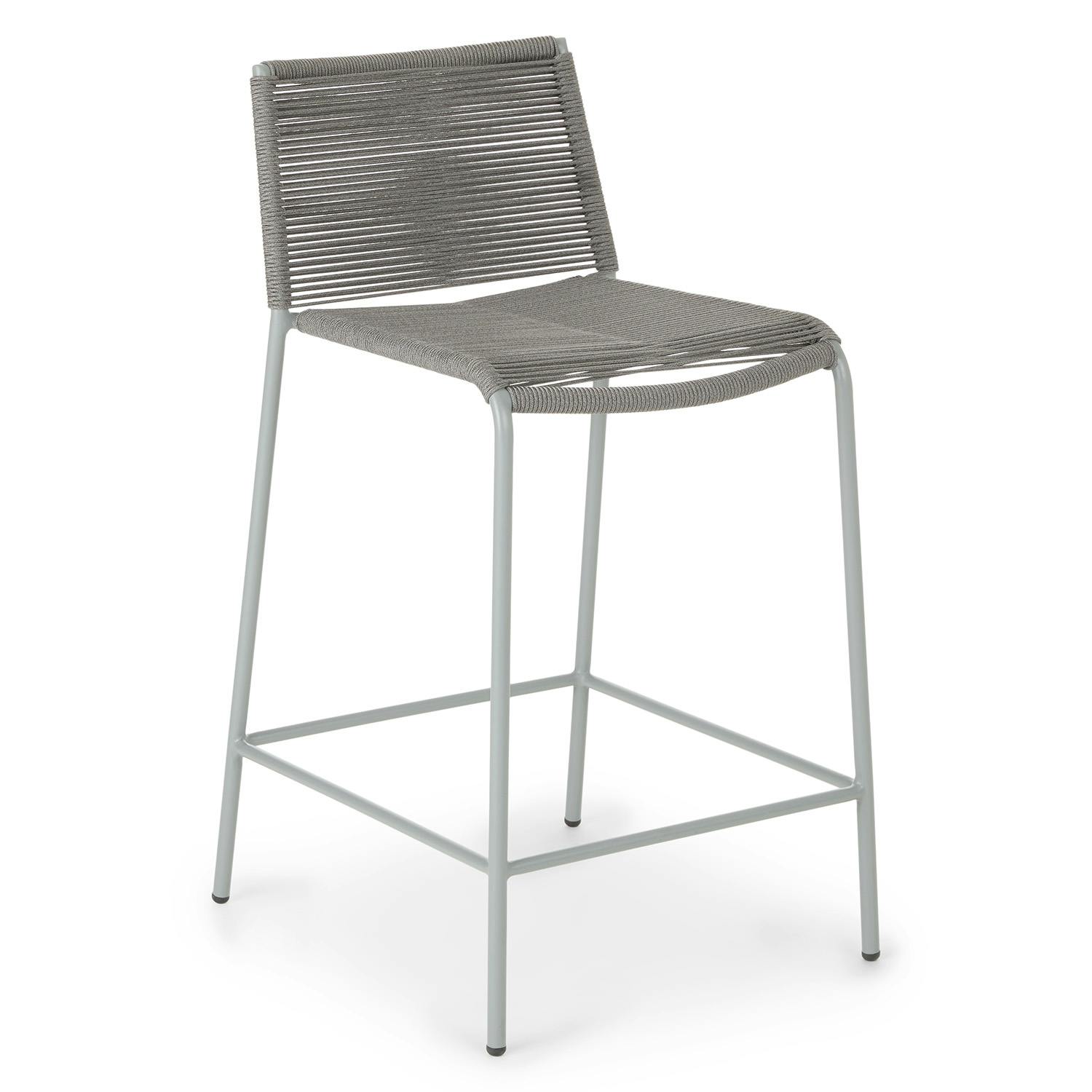 Steel Framed Heathered Gray Woven Rope Counter Stool | Zina | Article