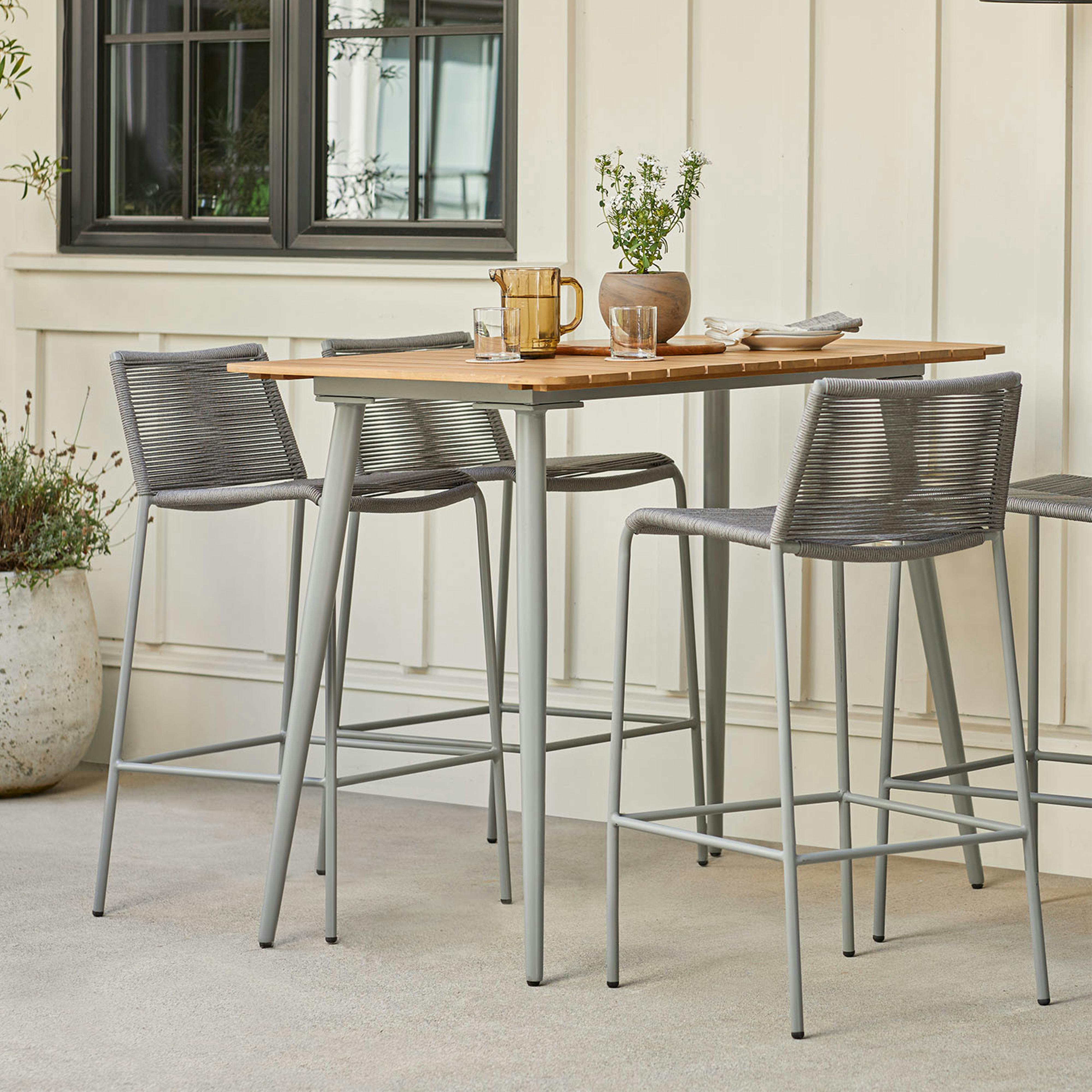 Steel Framed Heathered Gray Woven Rope Bar Stool | Zina | Article