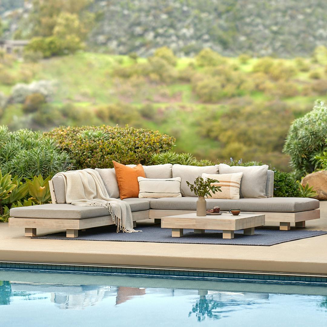 Lubek 100.5" Outdoor Low Corner Sectional - Beach Sand