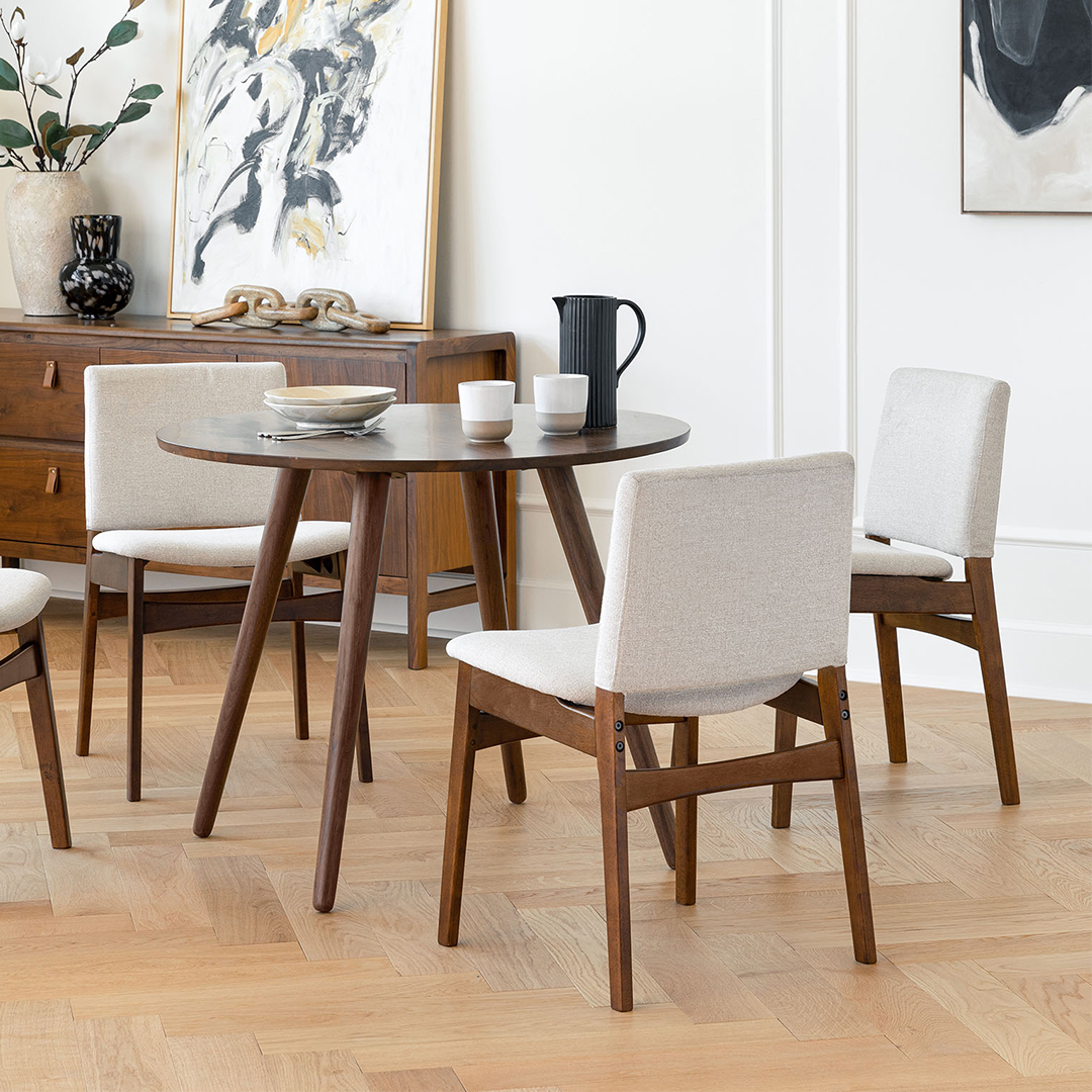4 Person Round Dining Table Solid Walnut Article Sedo Modern Furniture