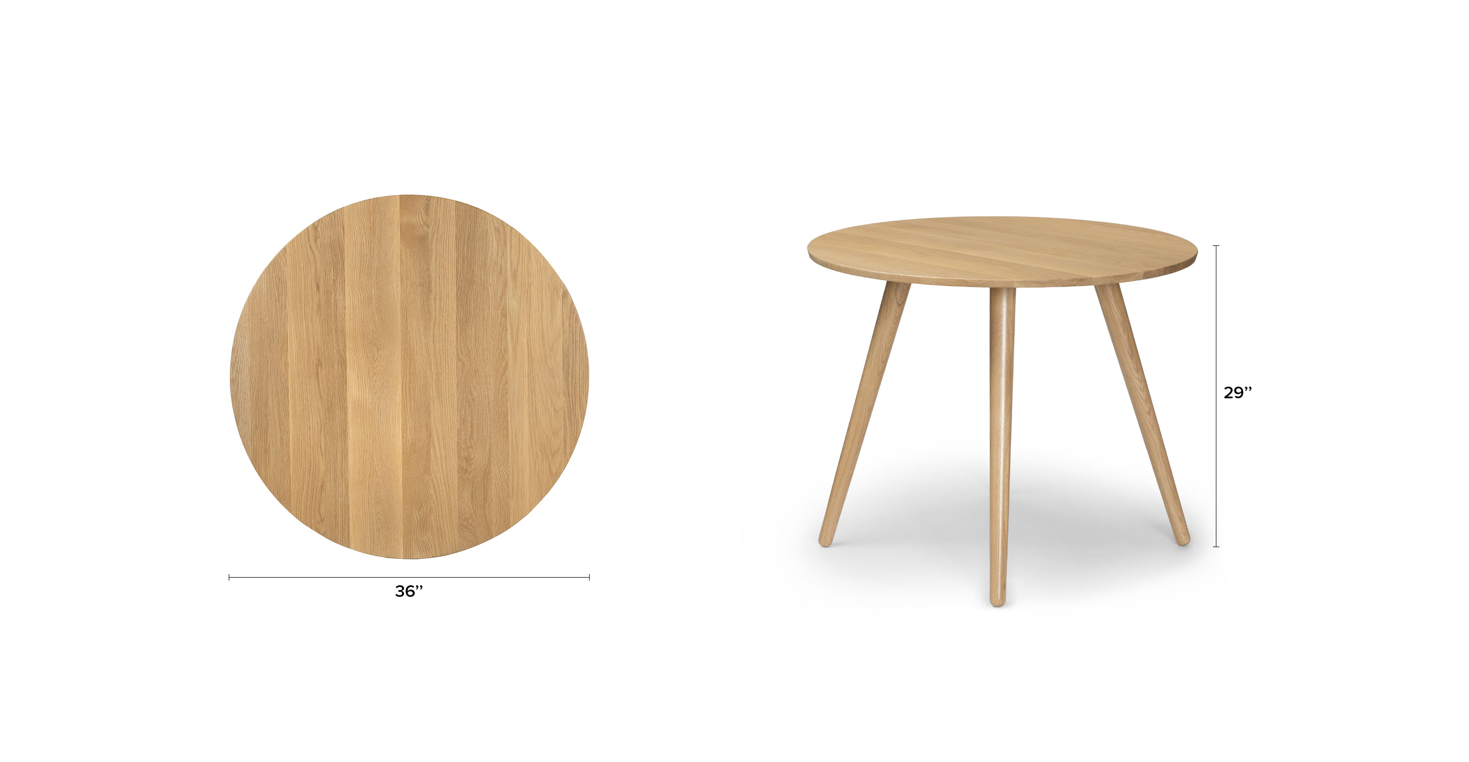 Seno Round Oak Dining Table for 3 People | Article