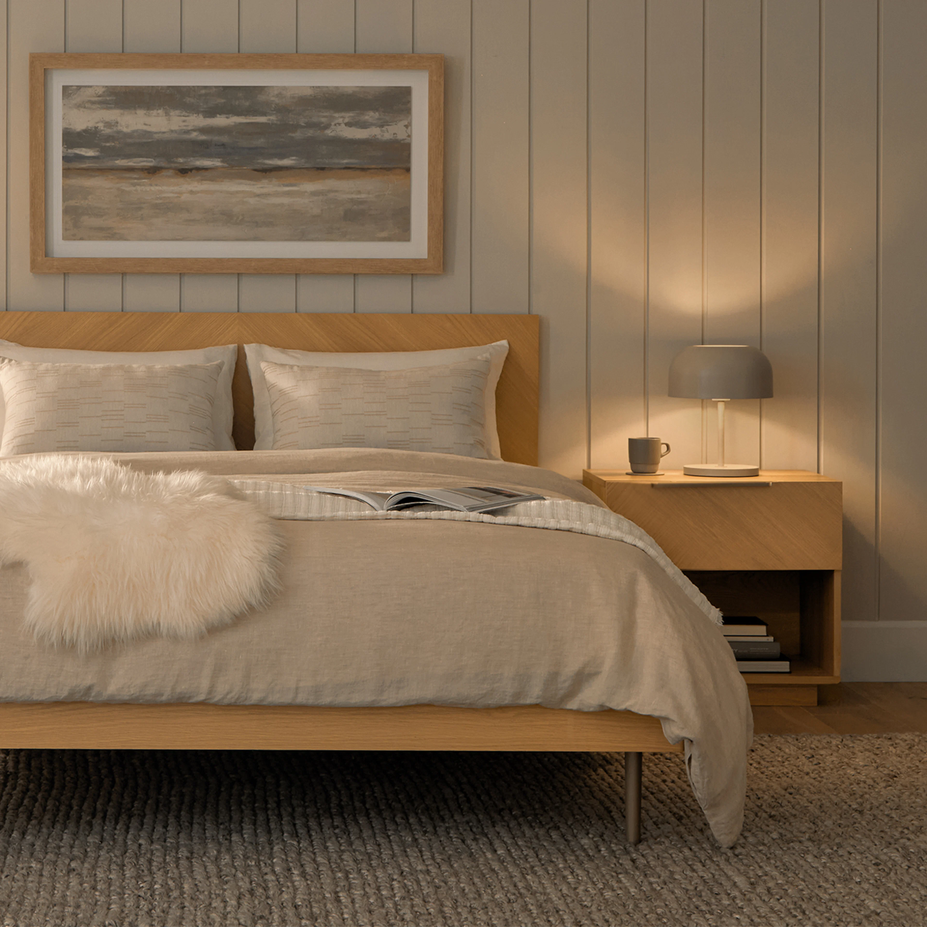 Nera 1-Drawer Nightstand - Oak