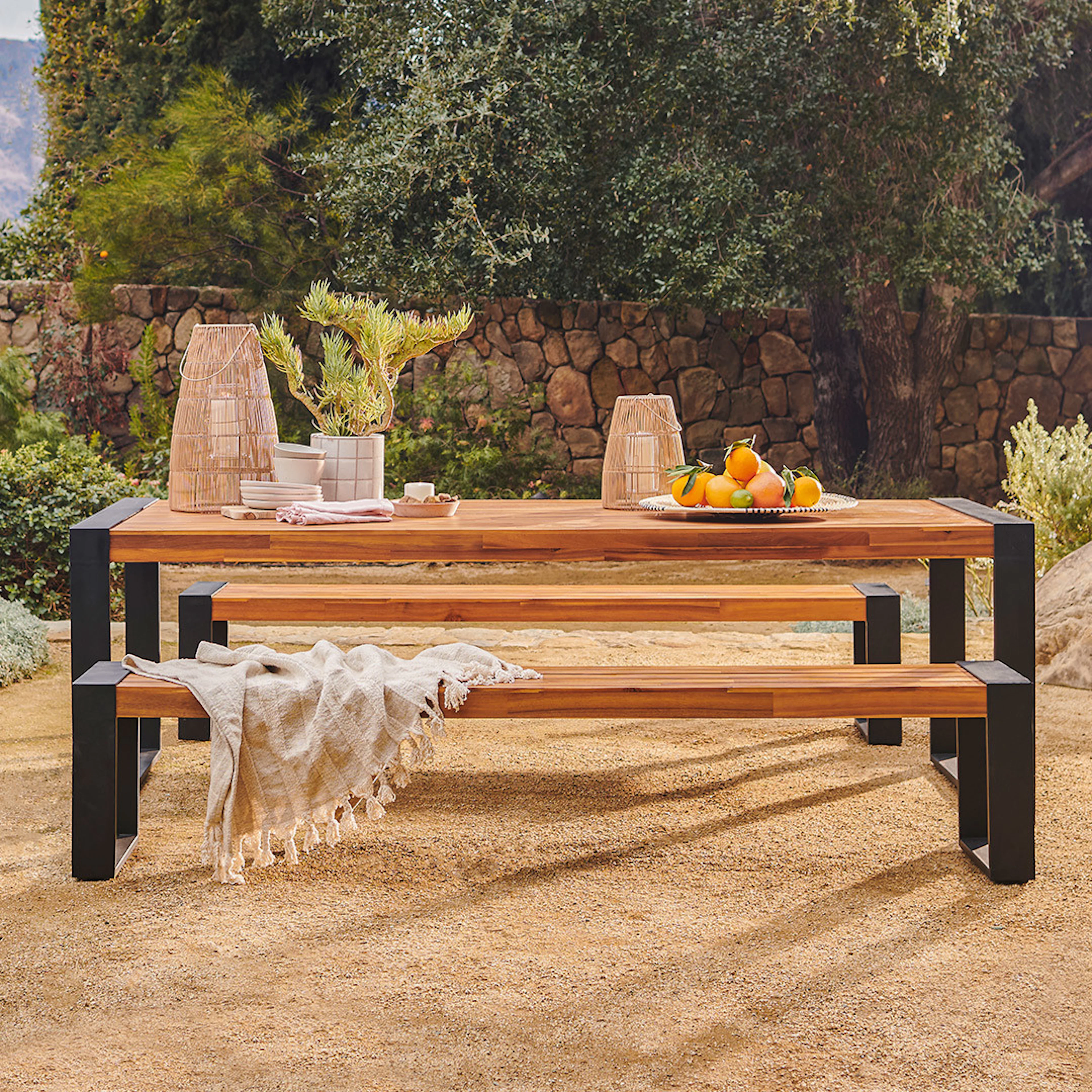 Lubek 94.5" Outdoor Dining Set - Tuscan Brown