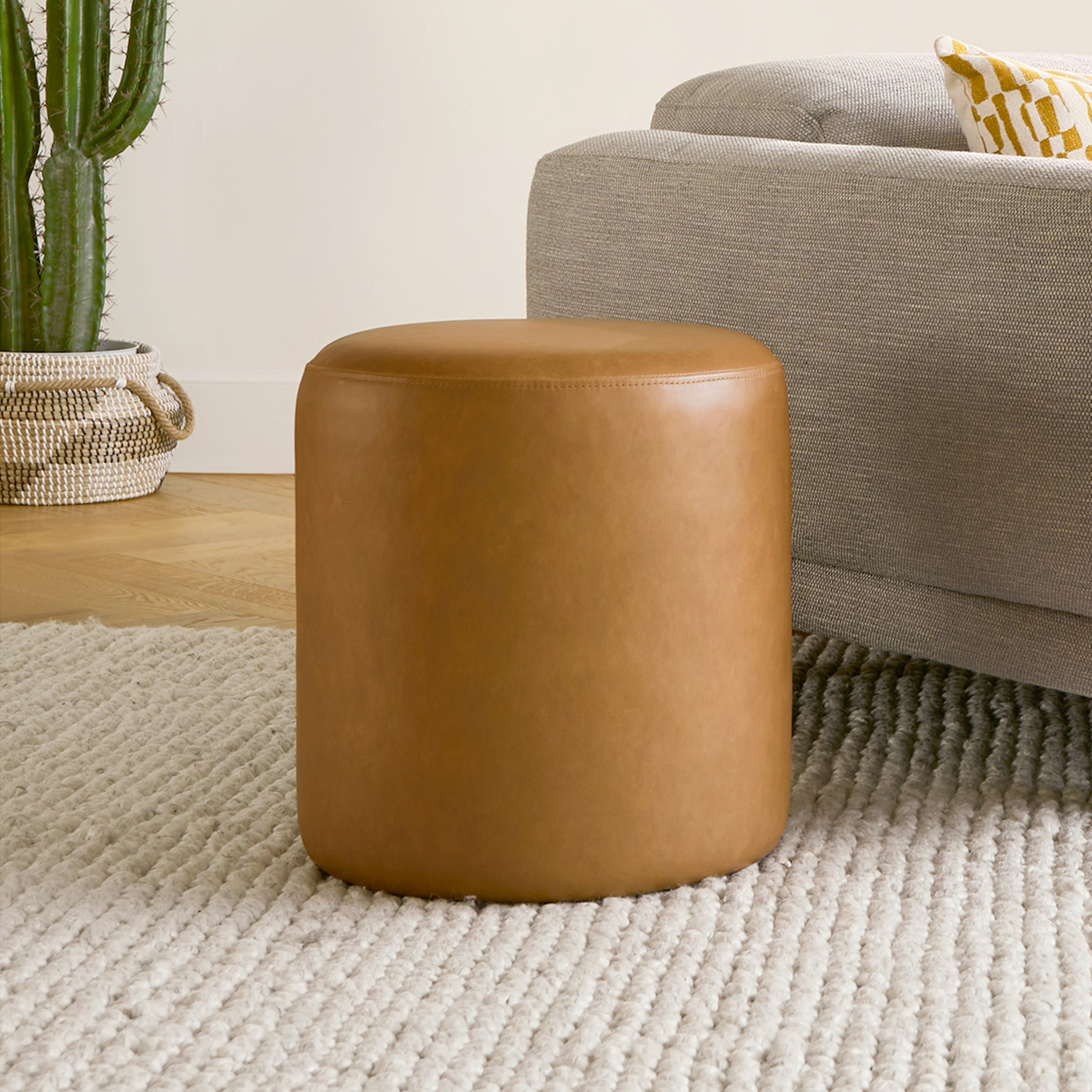 Cilo Charme Tan Leather Ottoman Article