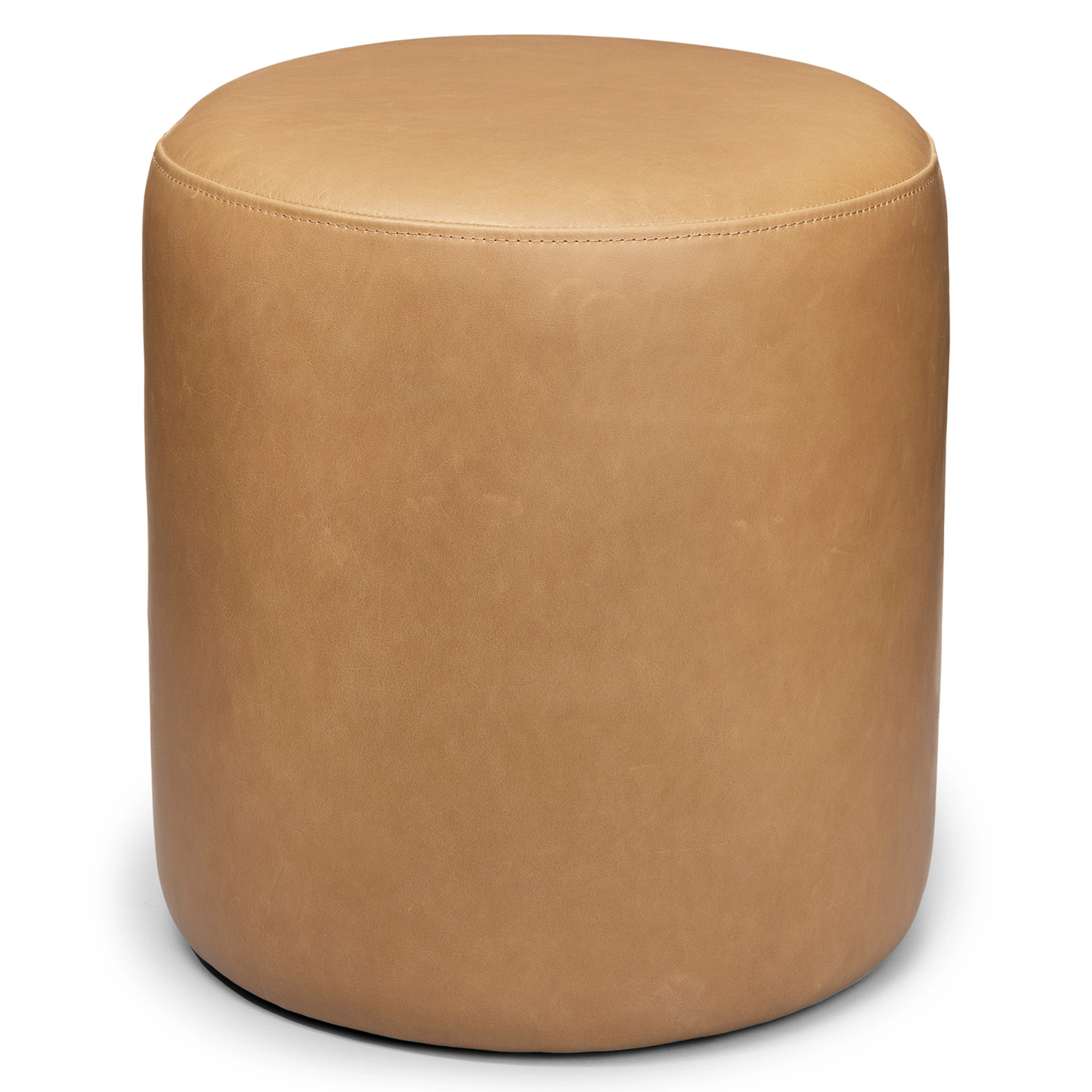 Cilo 16" Leather Ottoman - Charme Tan