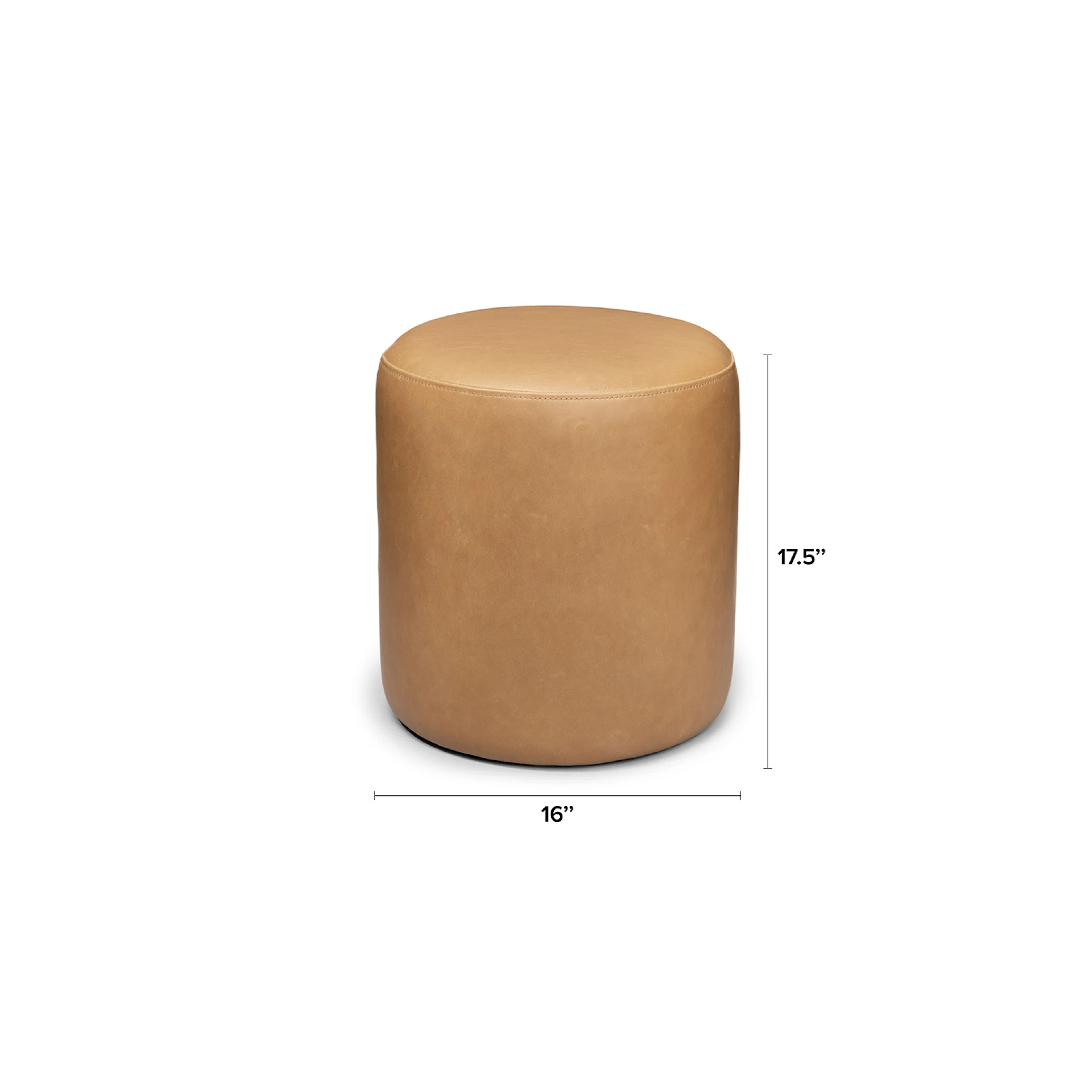 Cilo 16" Leather Ottoman - Charme Tan