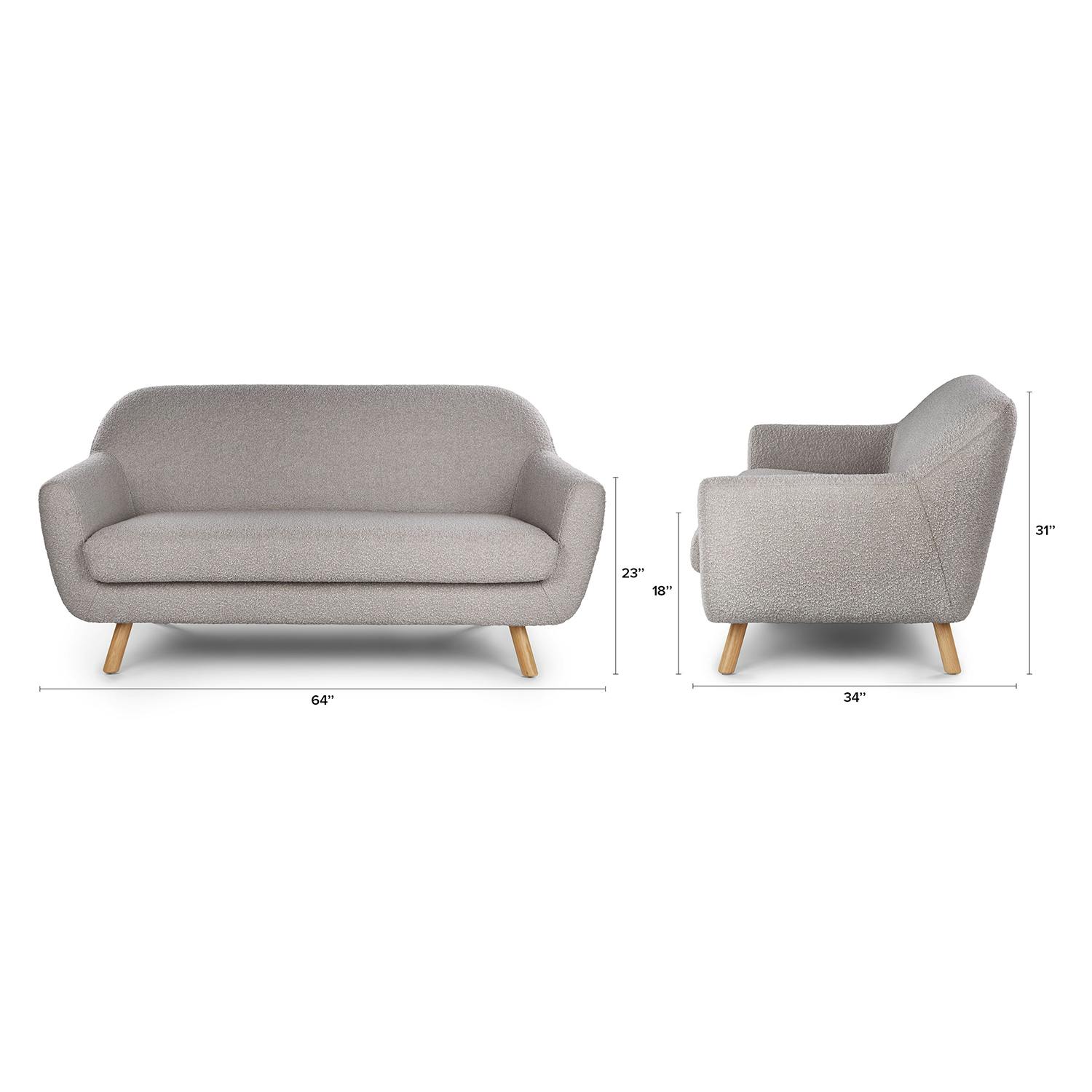 Ash & Dover Gray 2.5 Seater Fabric Loveseat | Gabriola | Article