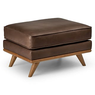 Timber 31" Leather Ottoman - Charme Chocolat