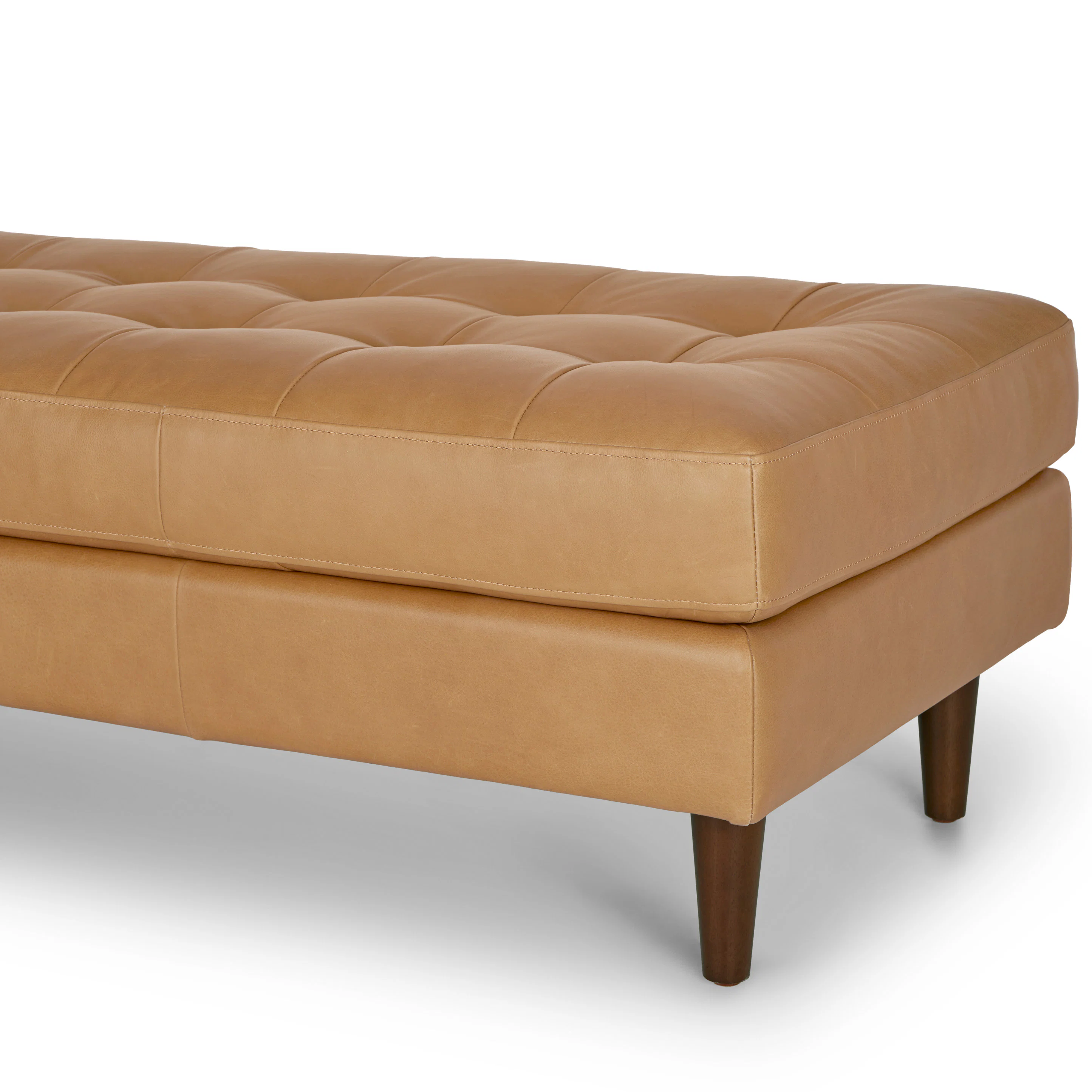 Sven 56" Tufted Leather Bench - Charme Tan