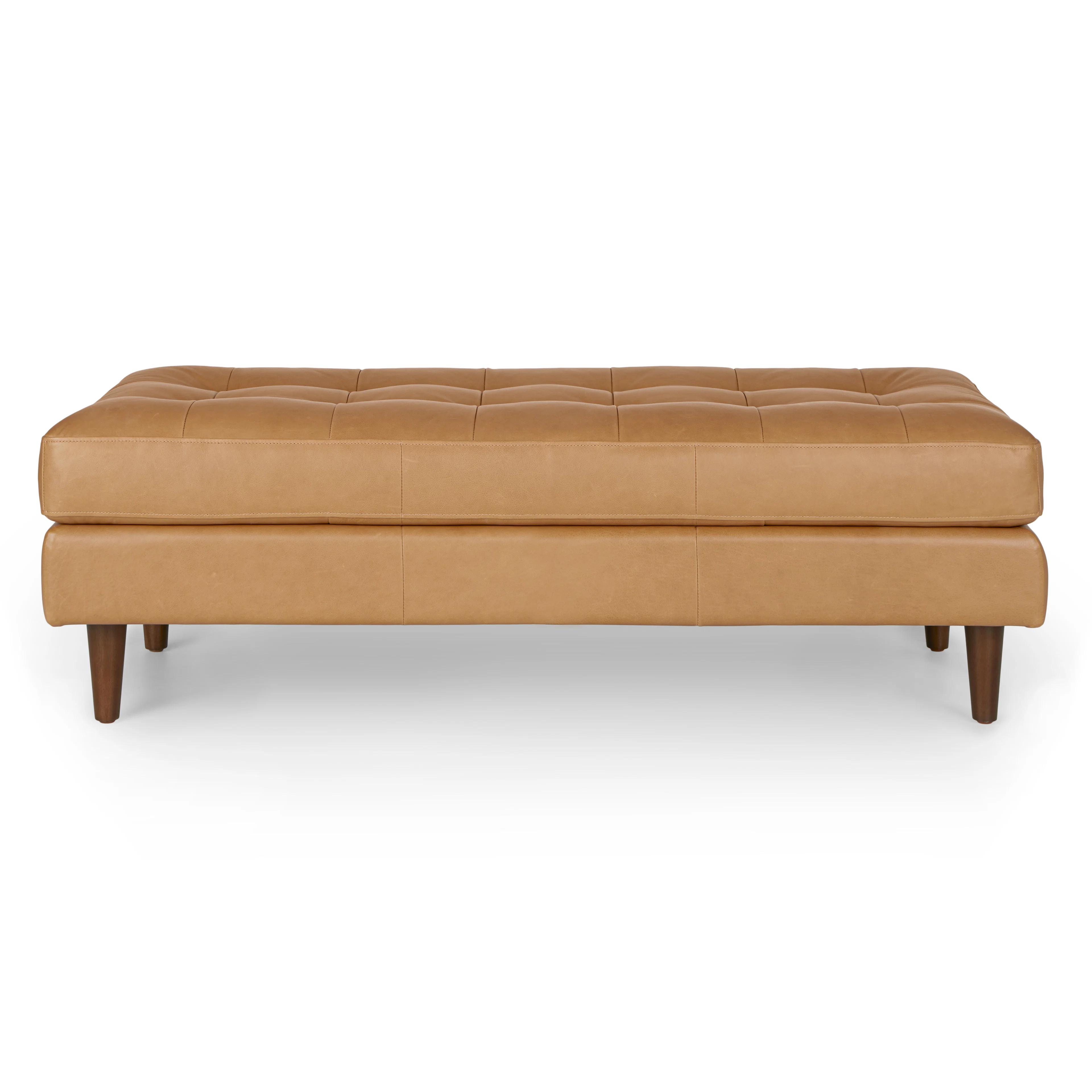 Sven 56" Tufted Leather Bench - Charme Tan