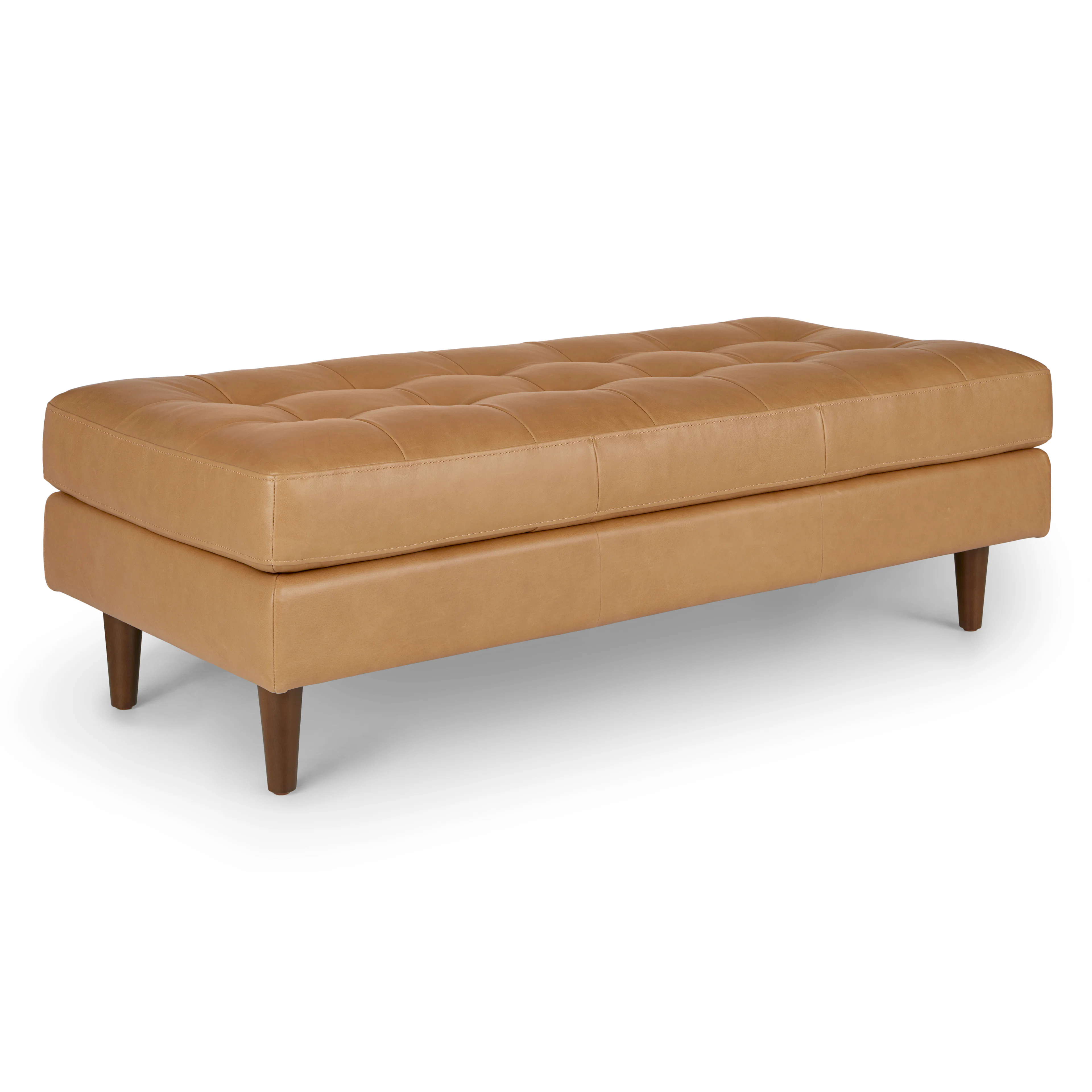 Sven 56" Tufted Leather Bench - Charme Tan