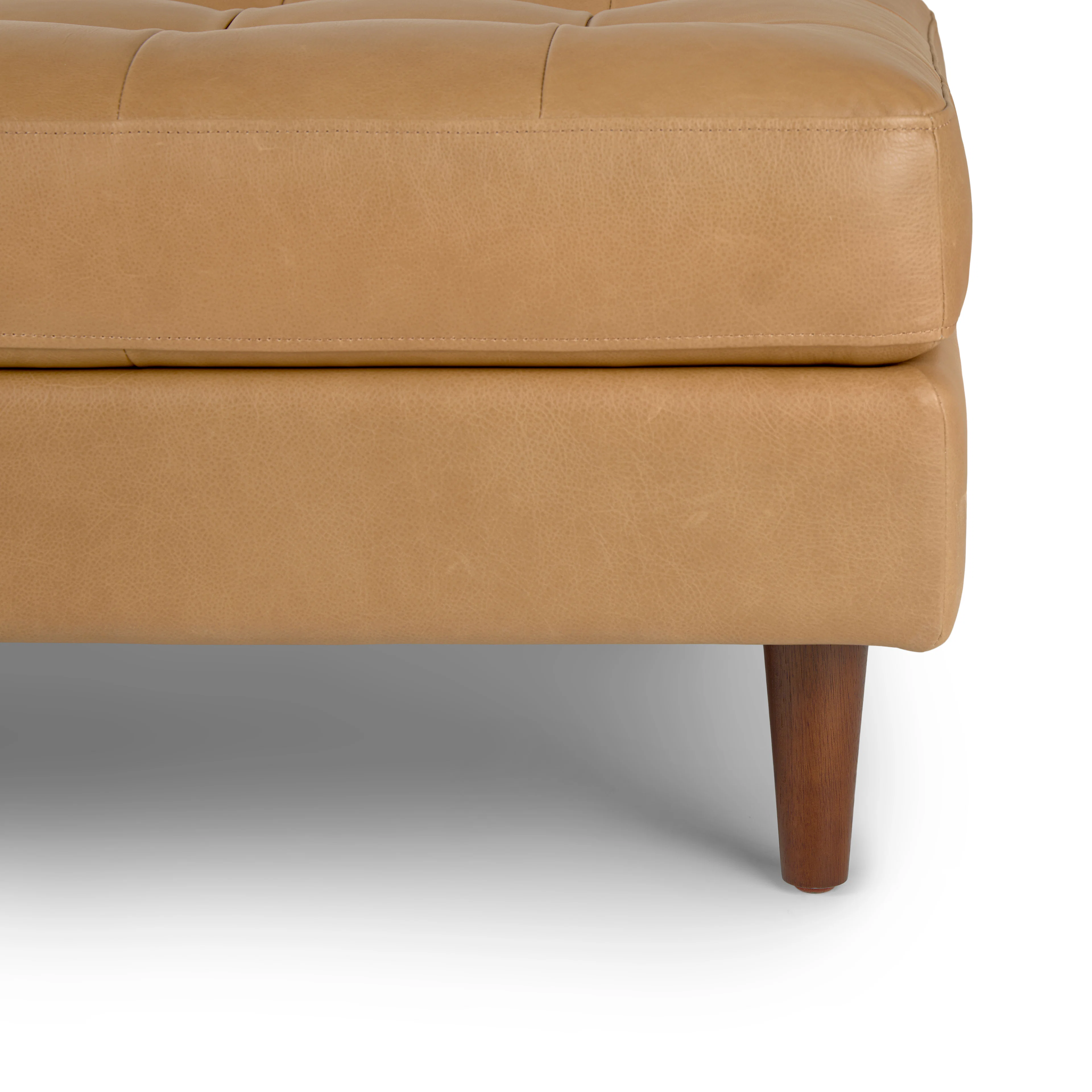 Sven 56" Tufted Leather Bench - Charme Tan