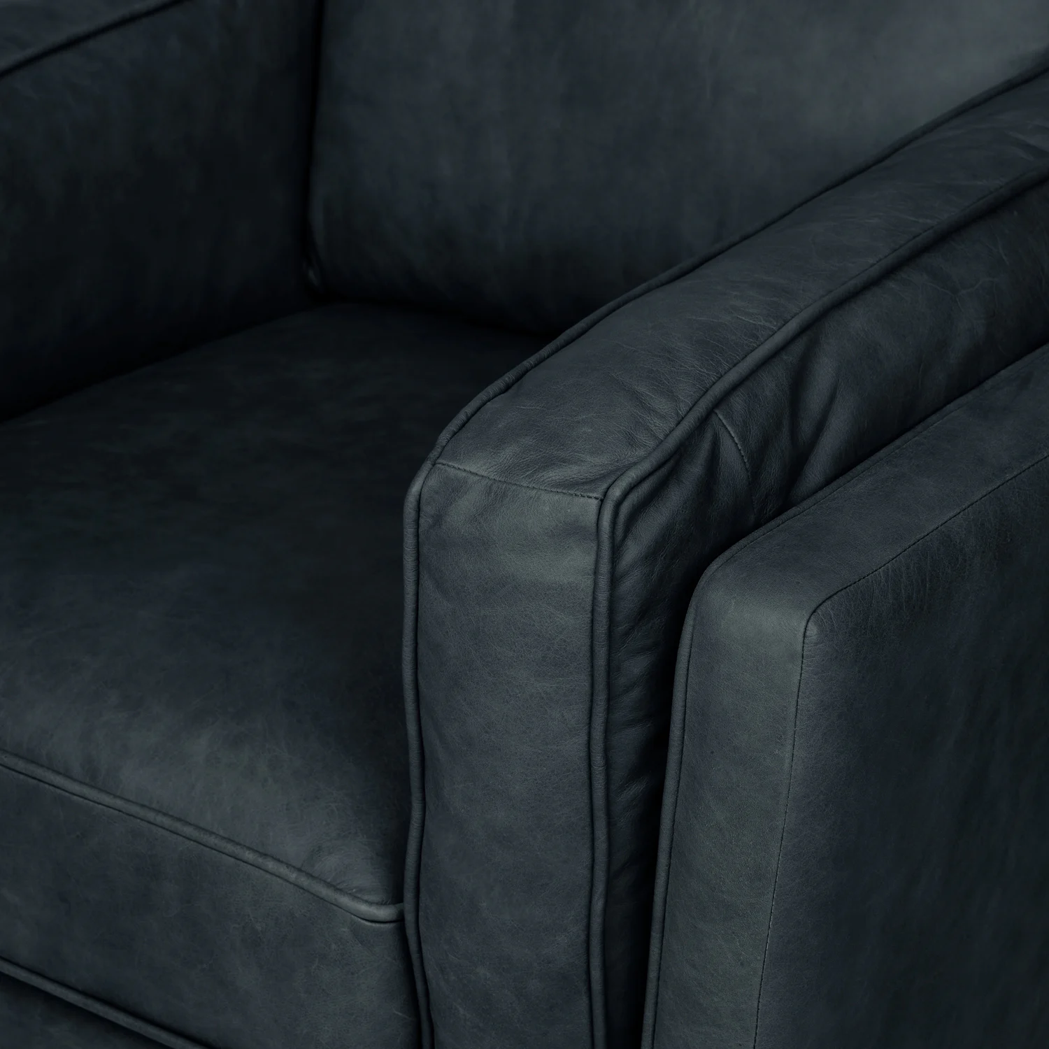 Timber 41" Black Leather Lounge Chair - Mid-Century