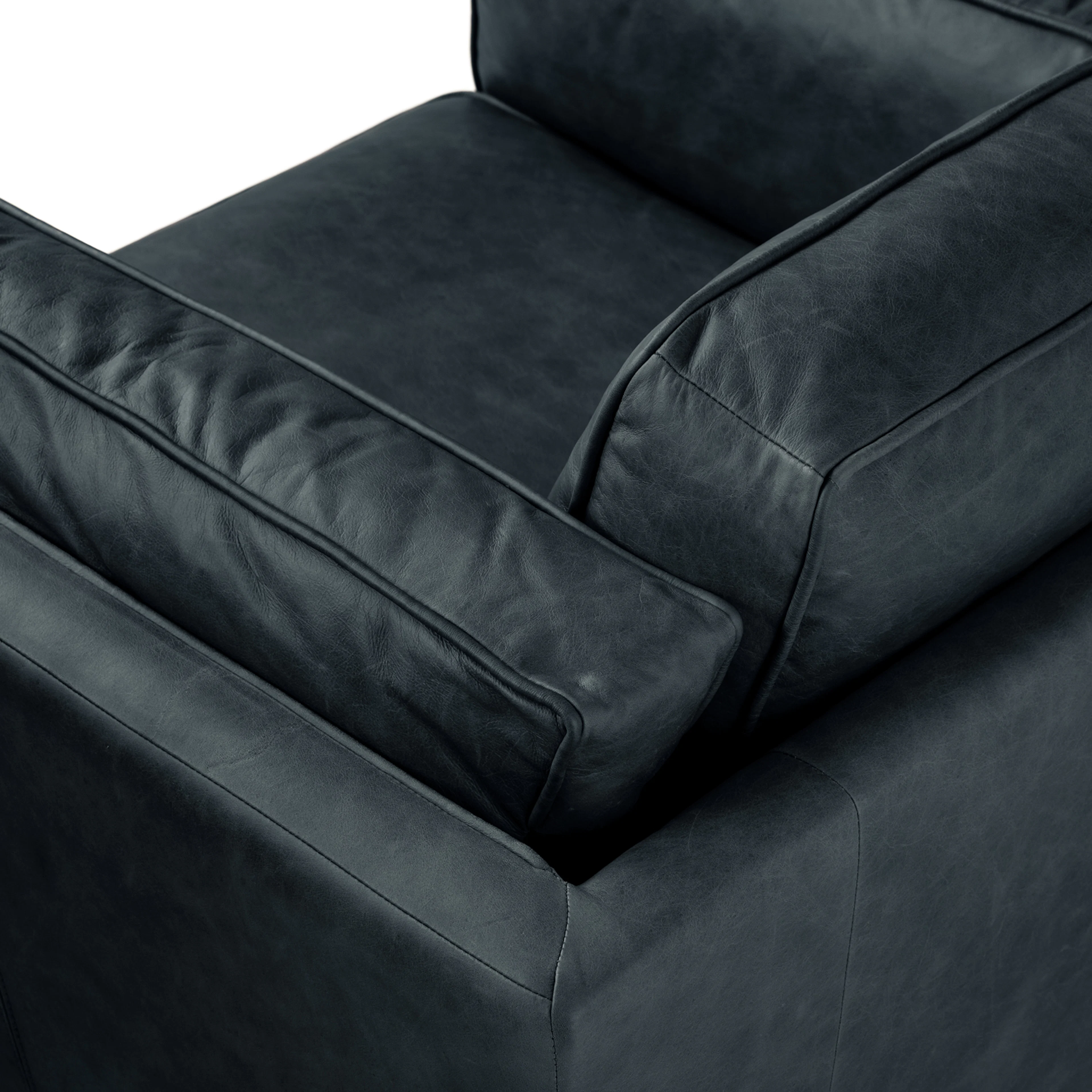 Timber 41" Black Leather Lounge Chair - Mid-Century