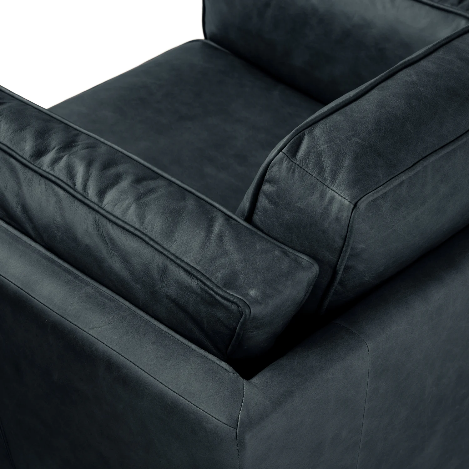 Timber 41" Black Leather Lounge Chair - Mid-Century